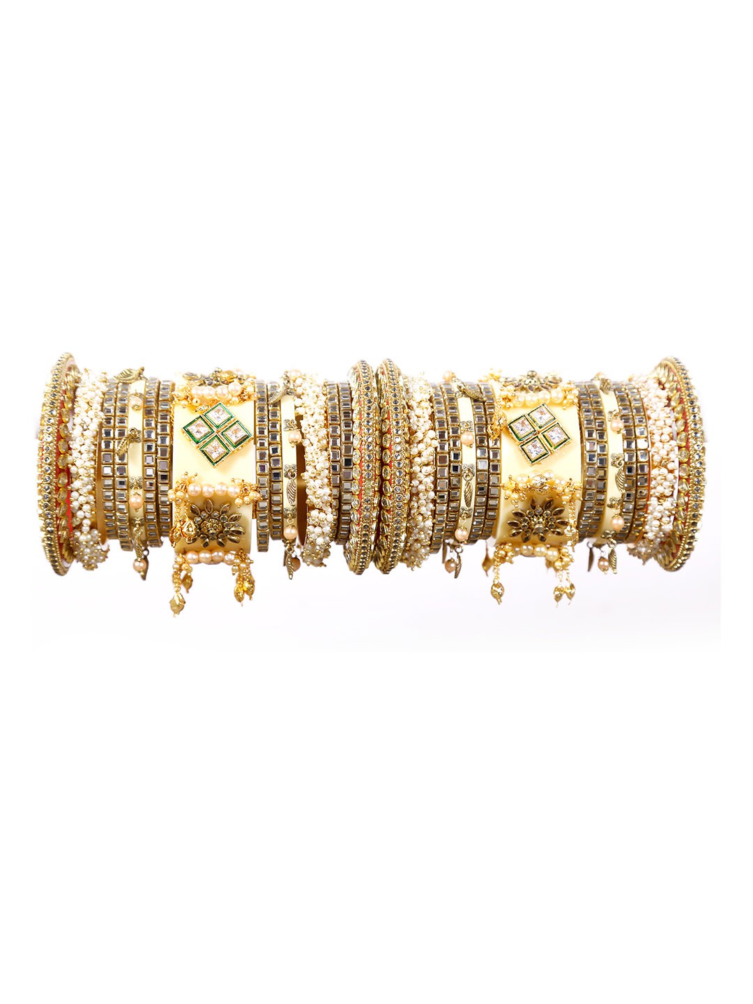 

Align Set Of 2 Gold-Plated Stones-Studded & Beaded Bangles