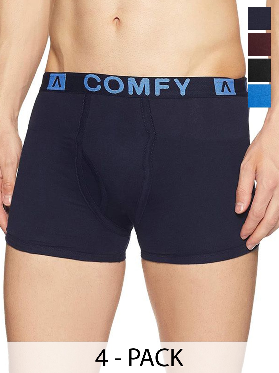 

AMUL COMFY Men Pack Of 4 Assorted Trunk Comfy-FCD-Trunk-OE-4-110