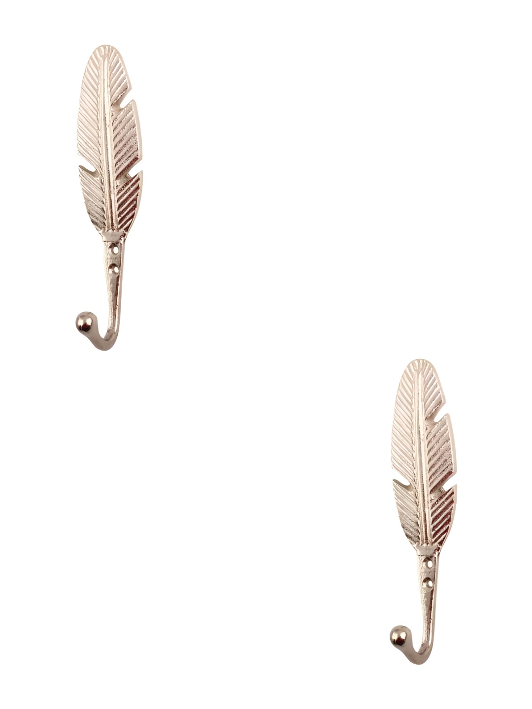 

IndianShelf Silver Toned 2 Pieces Iron Feather Designed Wall Holders