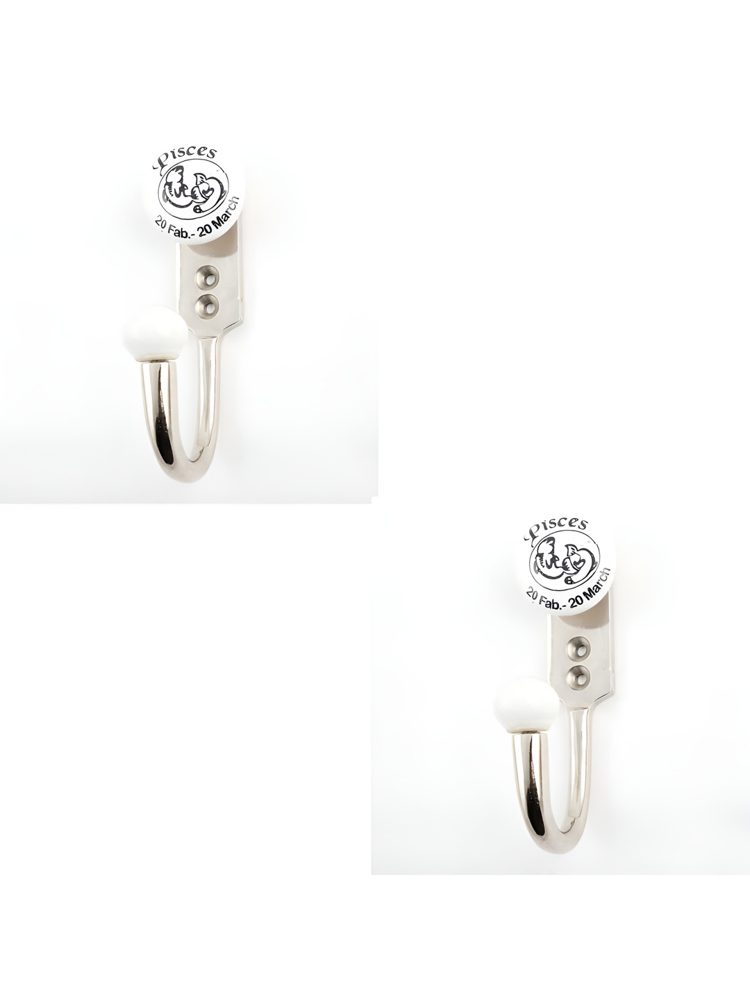 

IndianShelf White & Black 2 Pieces Printed Ceramic Wall Hooks