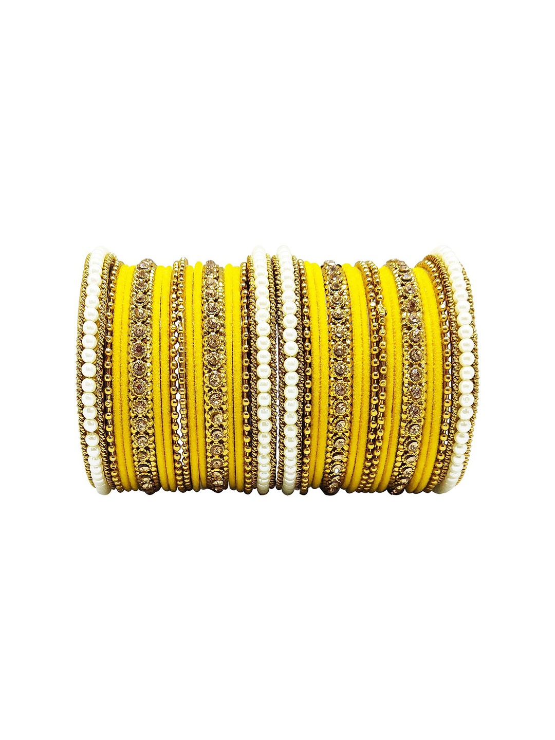 

CHRISHAN Set Of 32 Stone-Studded Bangles, Gold