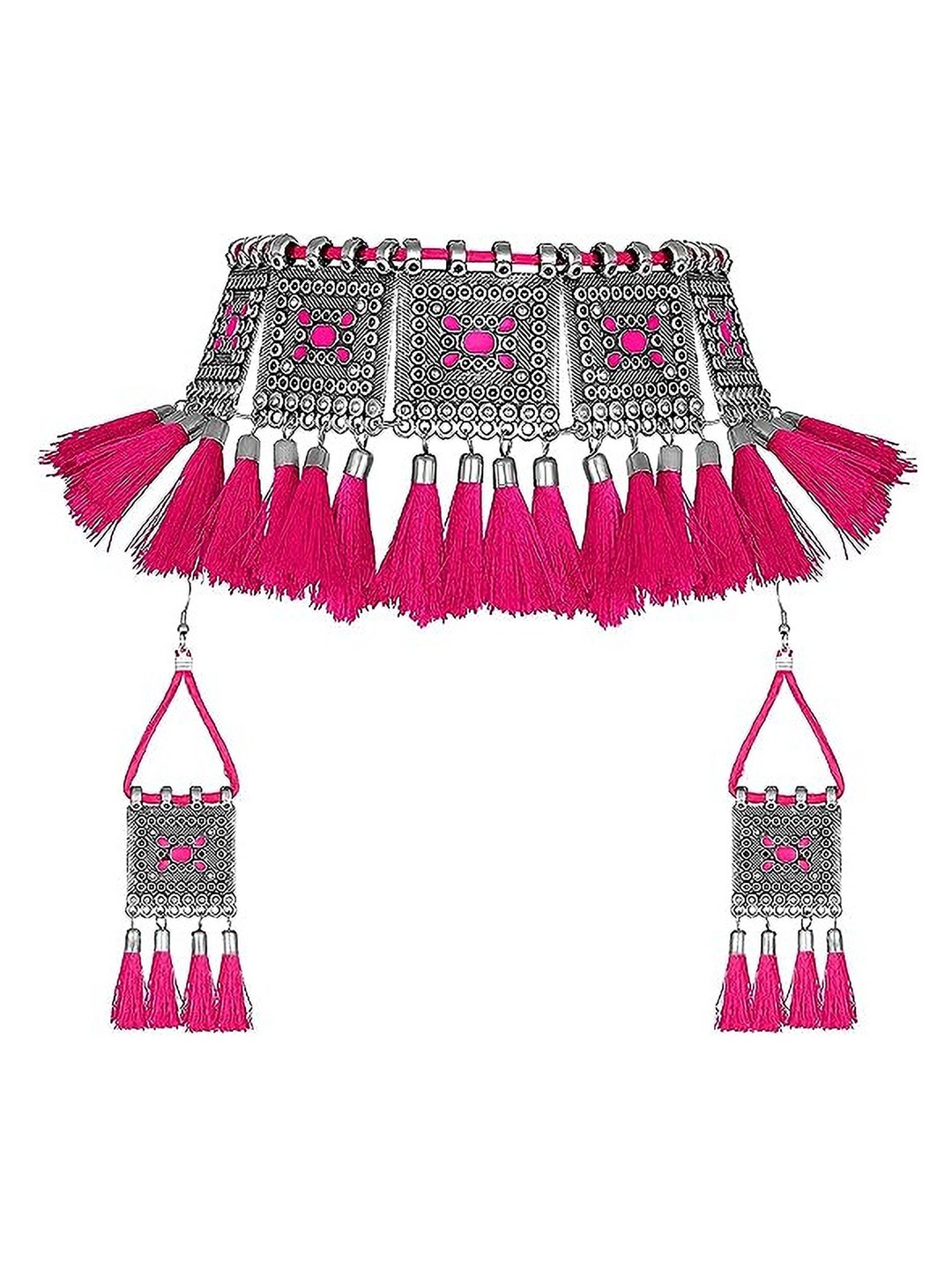 

SUNHARI Stone-Studded Jewellery Set, Silver