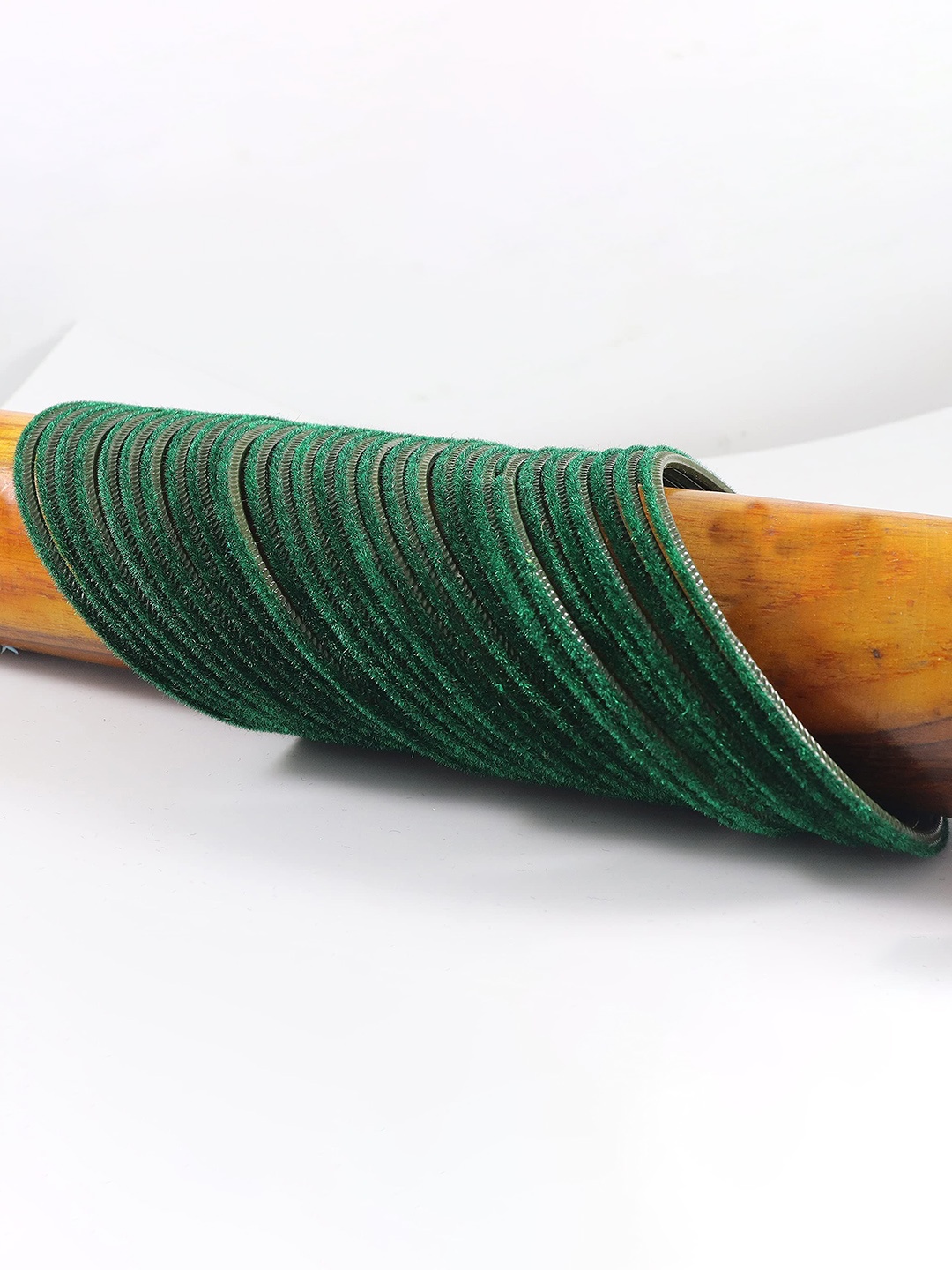

ZULKA Set of 48 Plain Velvet Finish Metal Bangle, Green