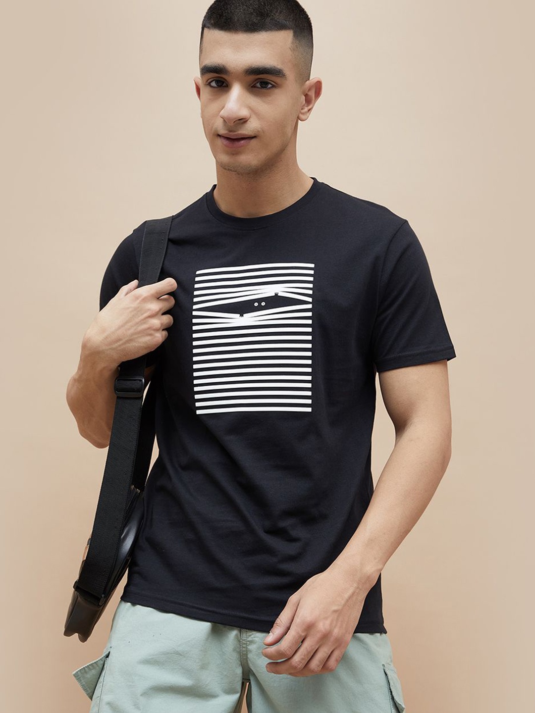 

Fame Forever by Lifestyle Men Graphic Printed Round Neck Cotton T-shirt, Black