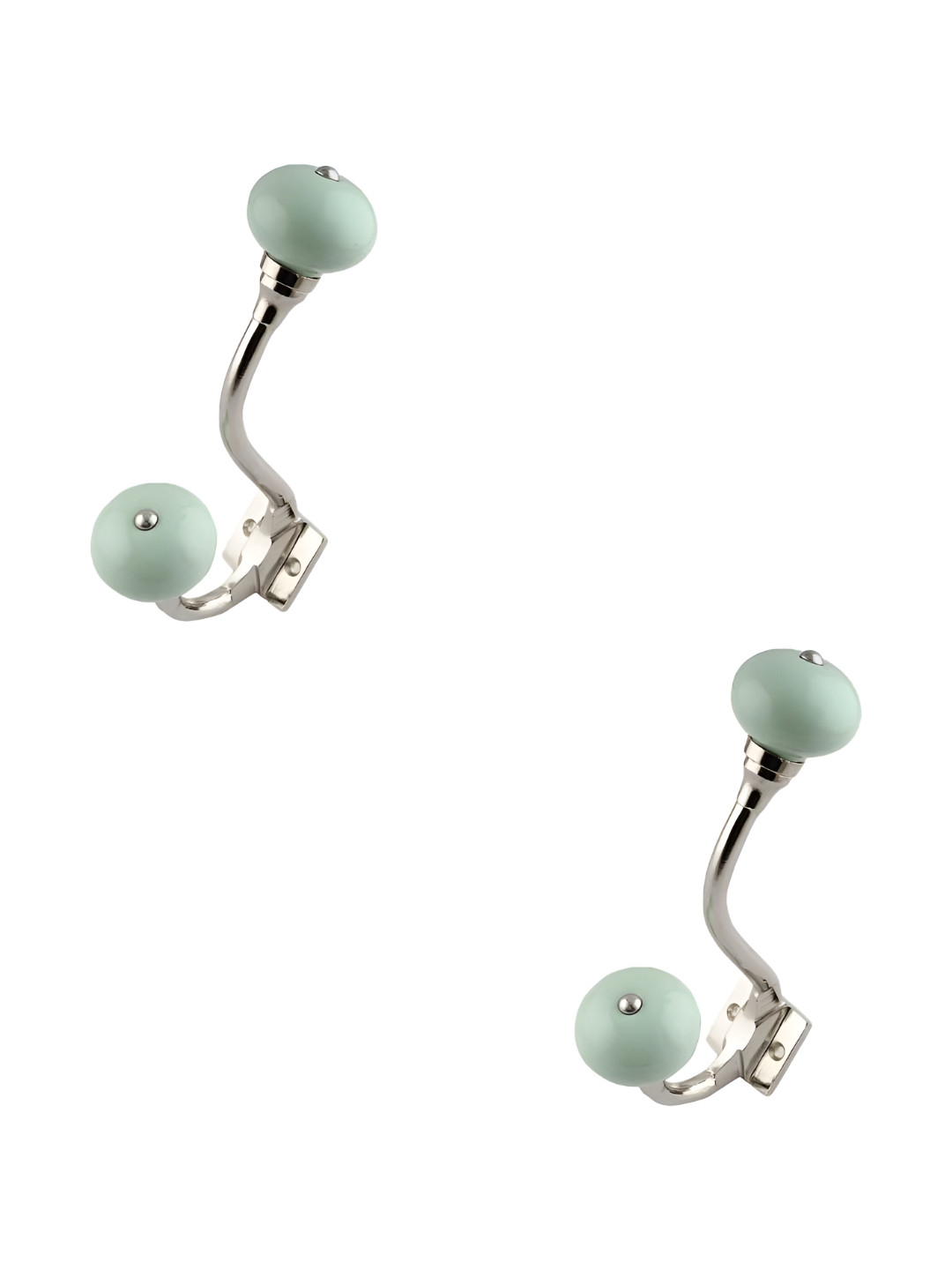 

IndianShelf Green 2 Pieces Ceramic Solid Cloth Hangers Coat Hooks