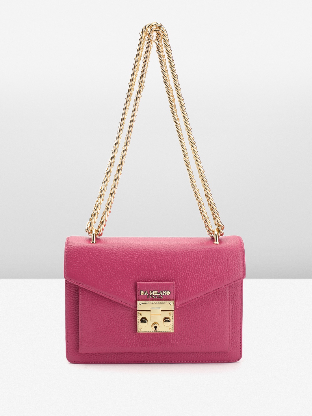 

Da Milano Textured Leather Structured Shoulder Bag, Pink
