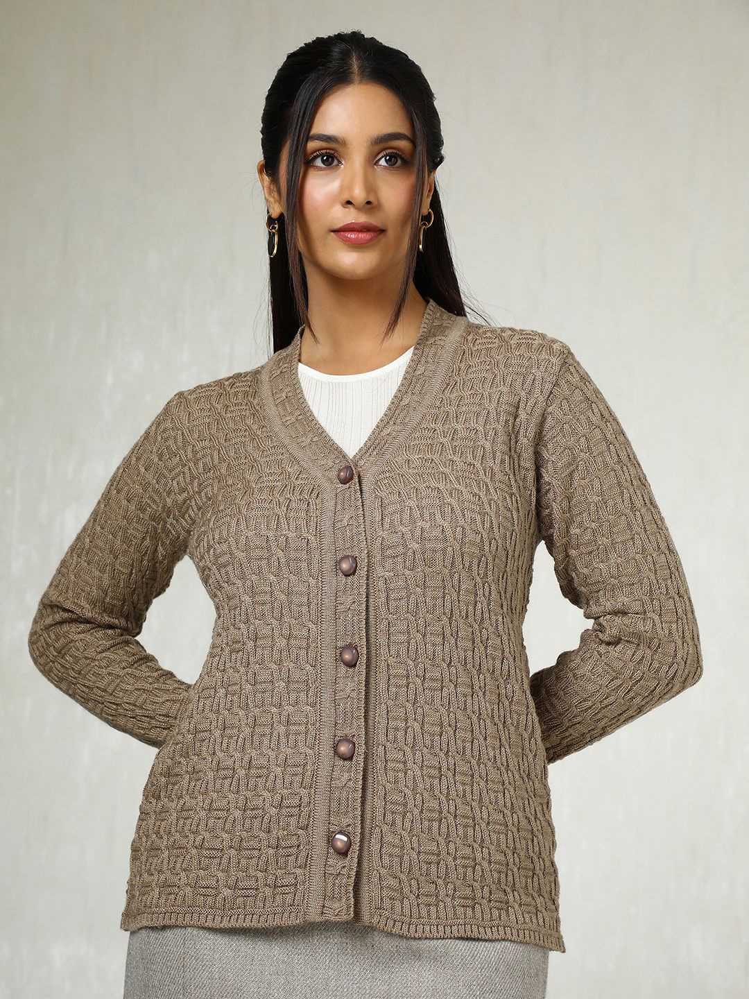 

Soch Women Cable Knit Cardigan, Brown