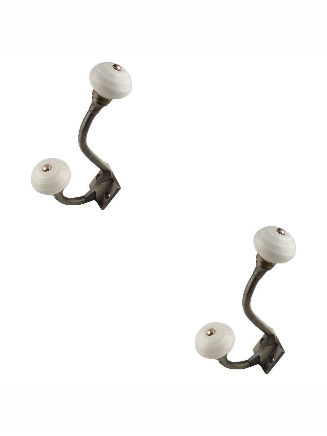 

IndianShelf Cream-Coloured 2 Pcs Ceramic Stripe Door Hangers Wall Hooks