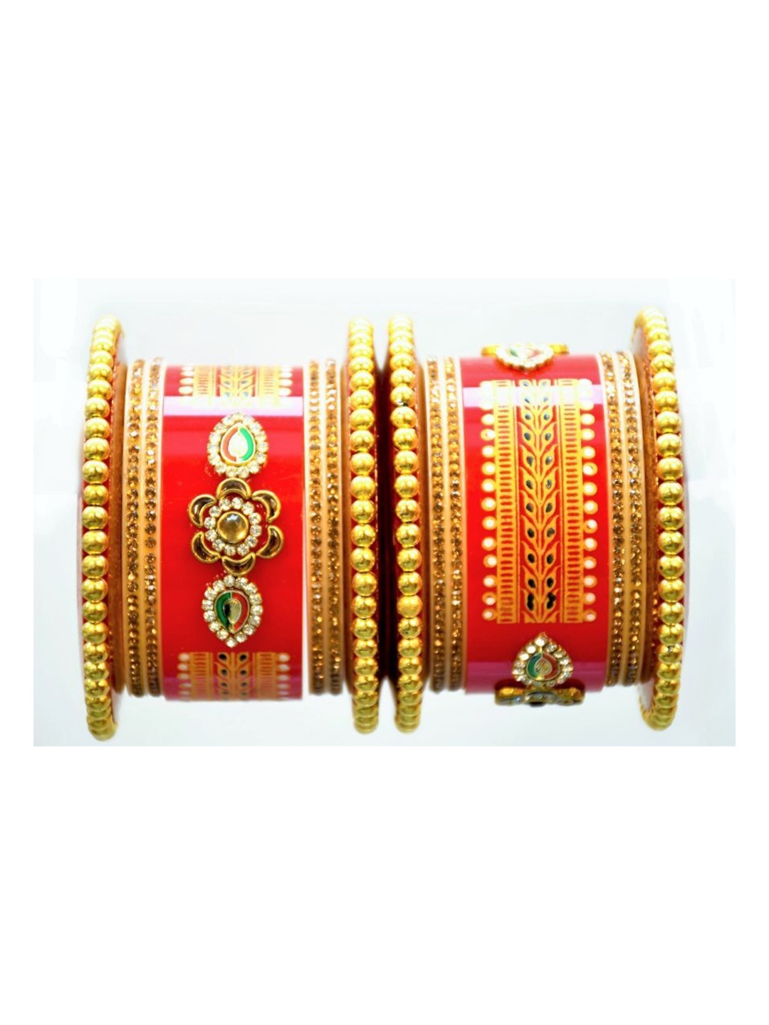 

Align Set Of 2 Gold-Plated American Diamond-Studded Chudas Bangles