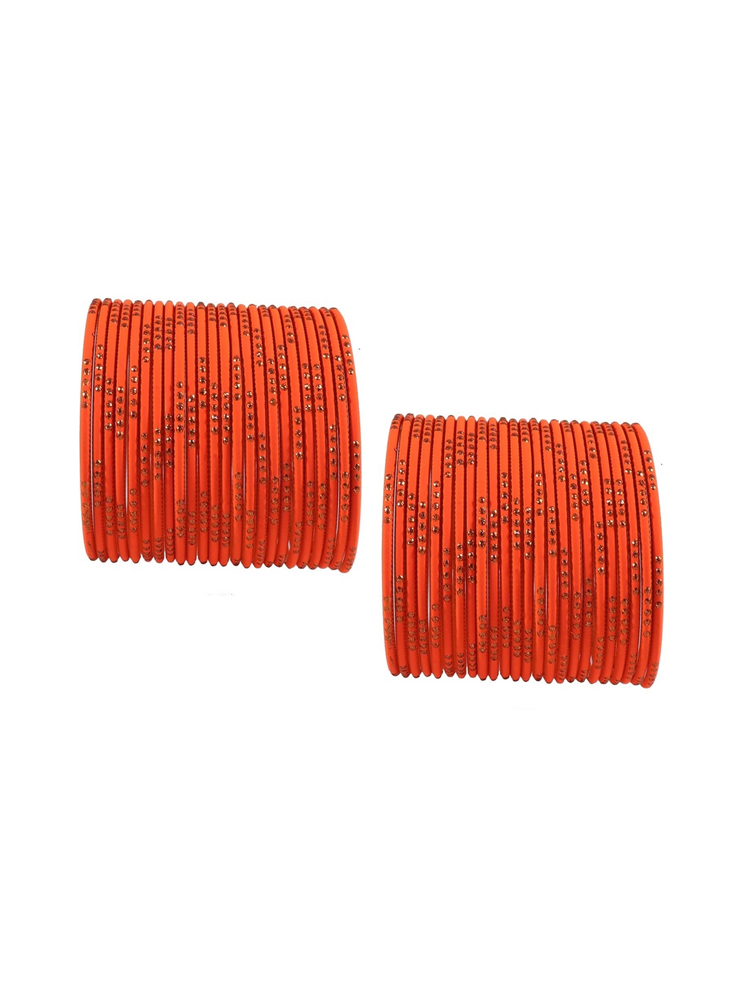 

ZULKA Set of 48 Metal with Glitter Polka Dots Bangles, Orange