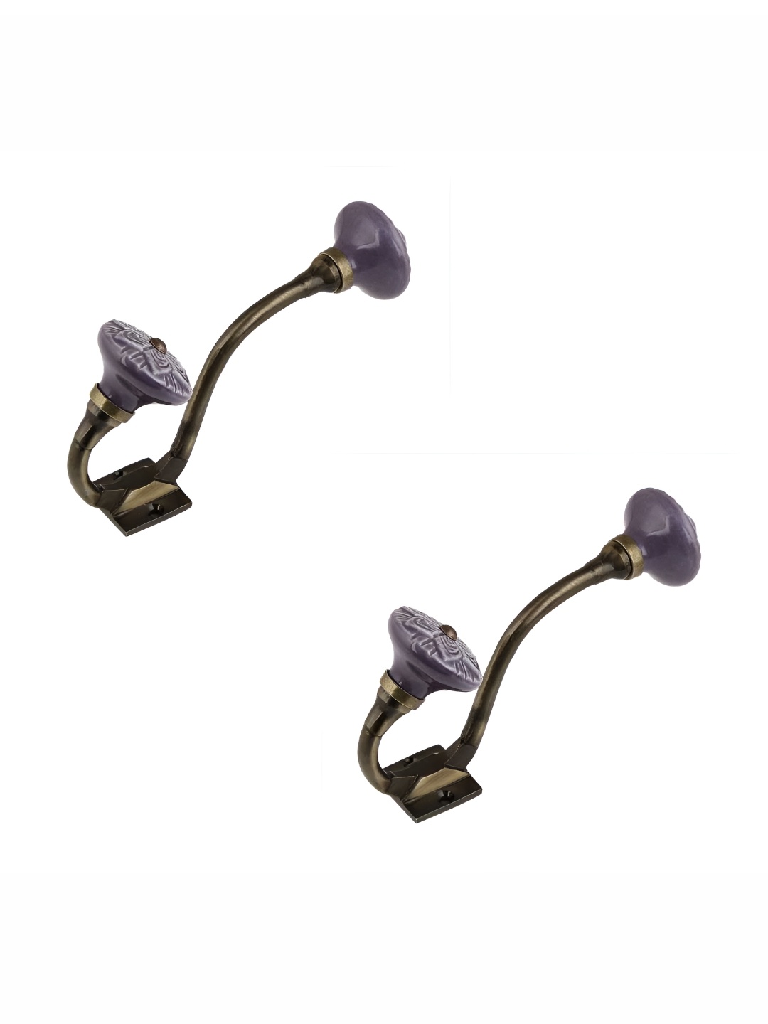 

IndianShelf Purple 2 Pieces Ceramic Wheel Wall Hooks