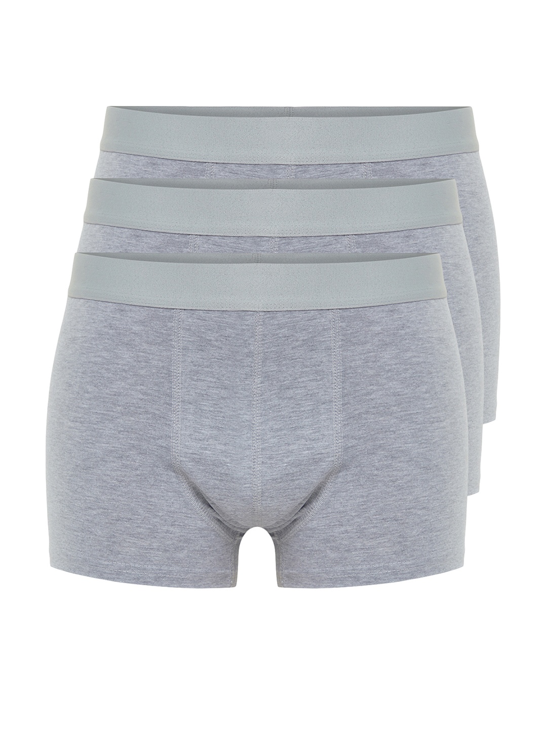

Trendyol Men Pack Of 3 Breathability Trunks 1012178541-Gray Melange, Grey