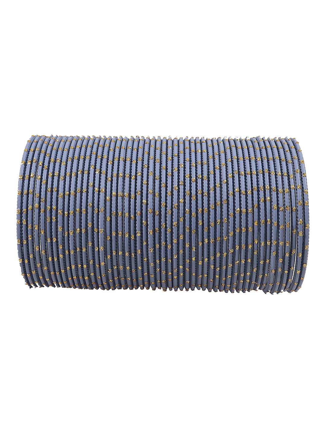 

ZULKA Set Of 48 Traditional Plain With Polka Dots Bangle, Grey