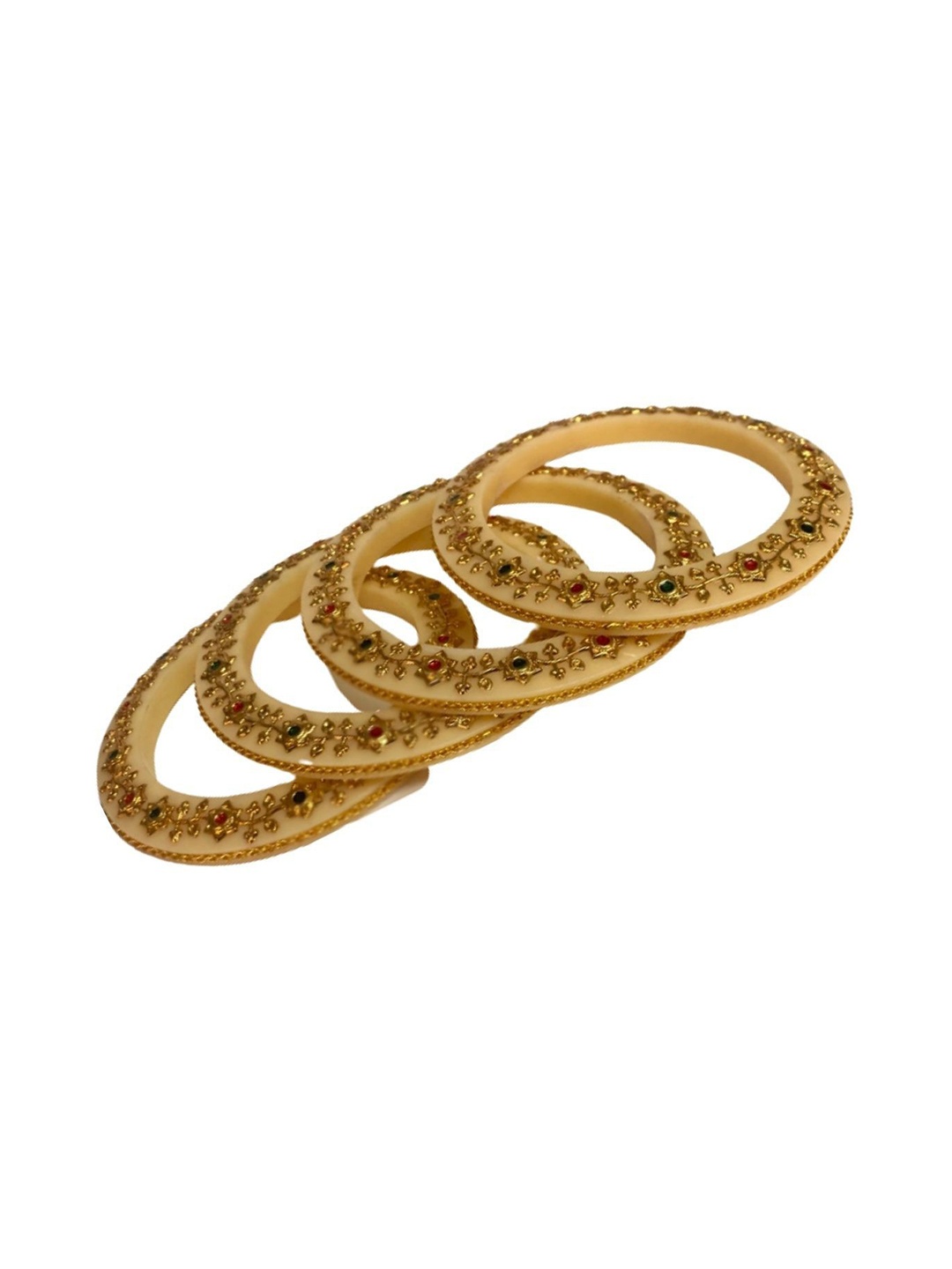 

Align Set Of 4 Gold Plated Stones Studded Bangles
