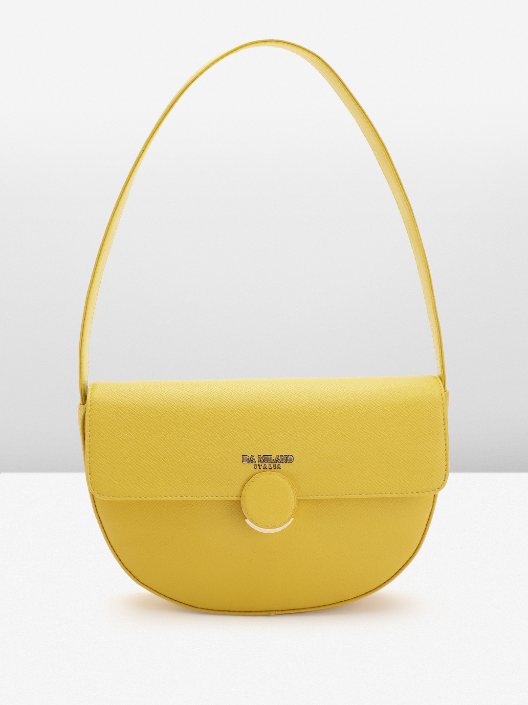 

Da Milano Textured Leather Half Moon Shoulder Bag, Yellow