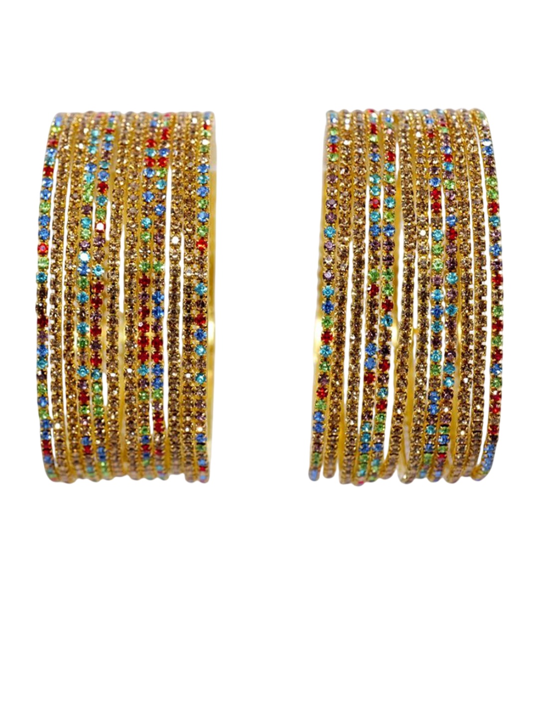 

ZULKA Set of 24 Metal Zircon Gemstone Studded Bangle, Multi