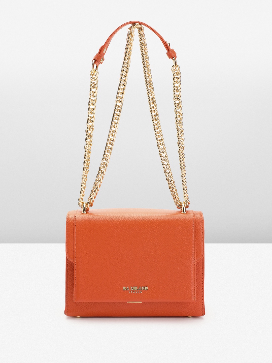 

Da Milano Textured Leather Structured Shoulder Bag, Orange