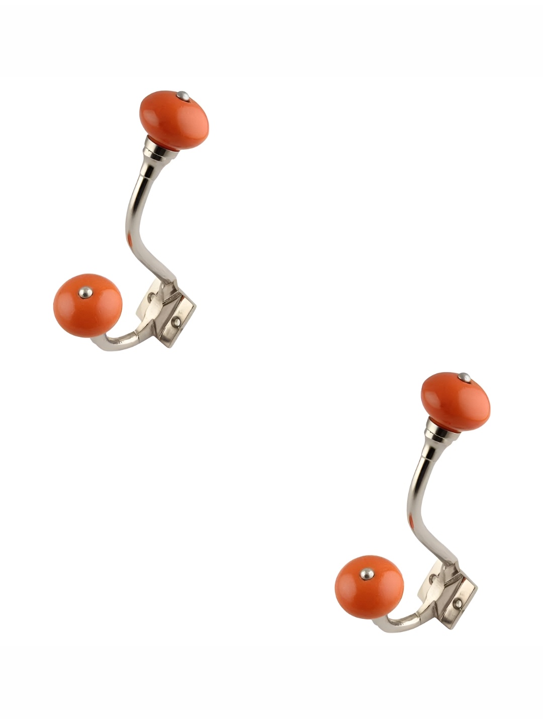 

IndianShelf Orange-Coloured 2 Pieces Ceramic Clothes Hanger for Wall Coat Hooks