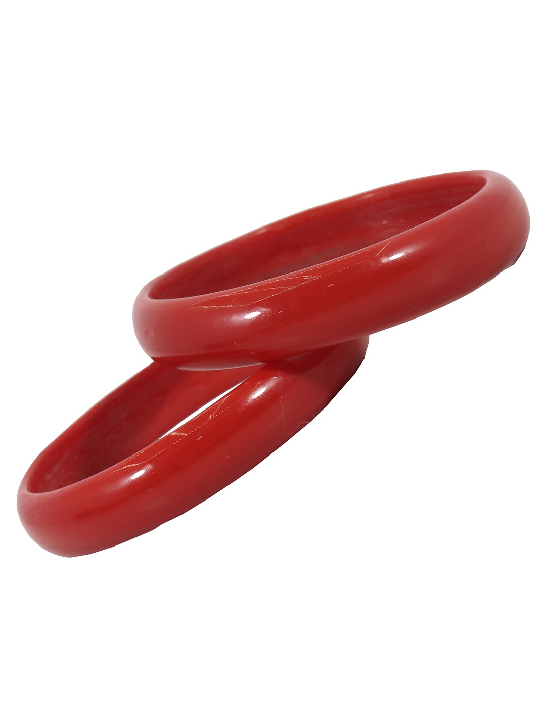 

ZULKA Set of 2 Plain Glass Kada Bangles, Red