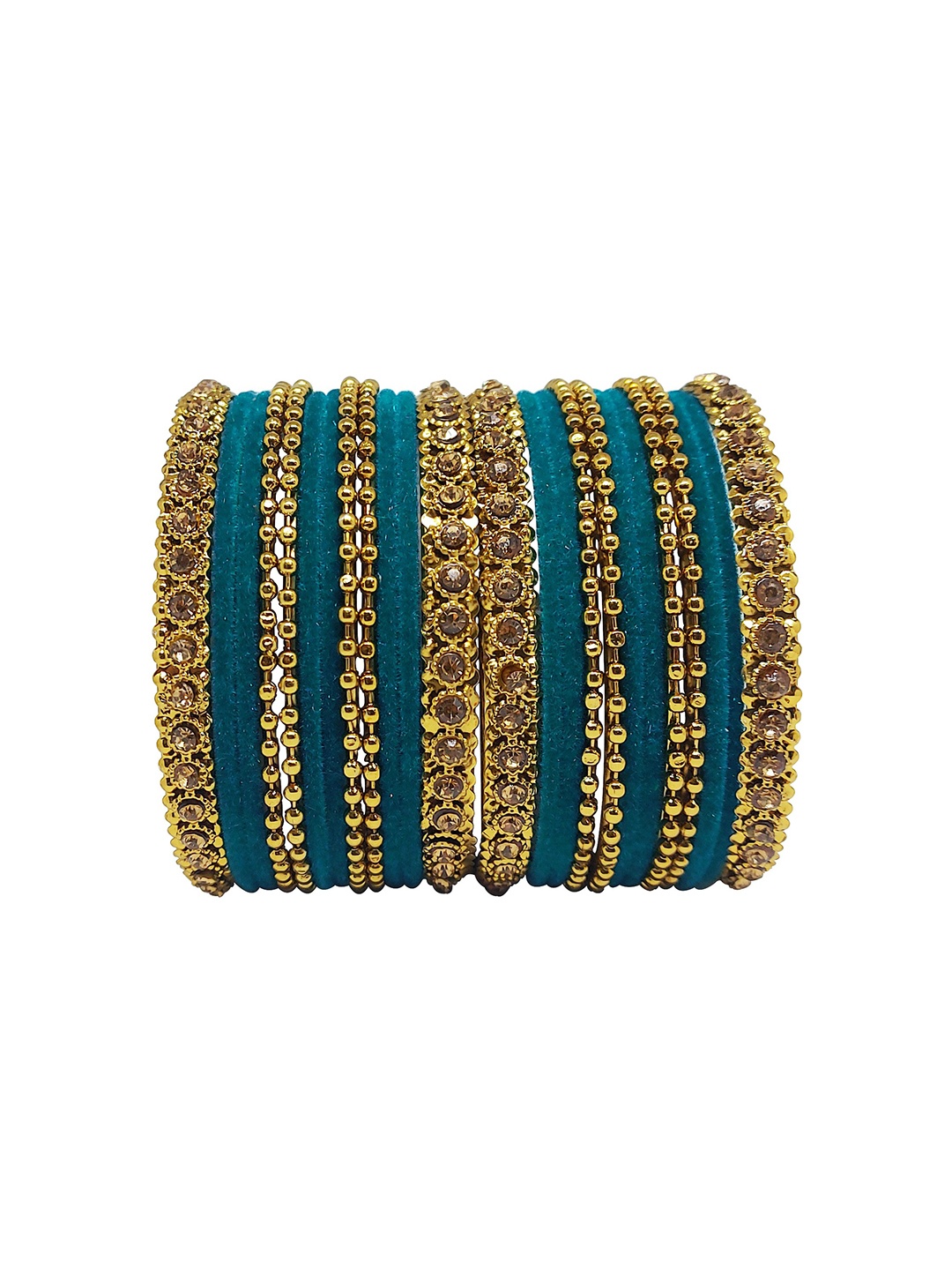 

CHRISHAN Set Of 24 Stone Studded Bangles, Gold