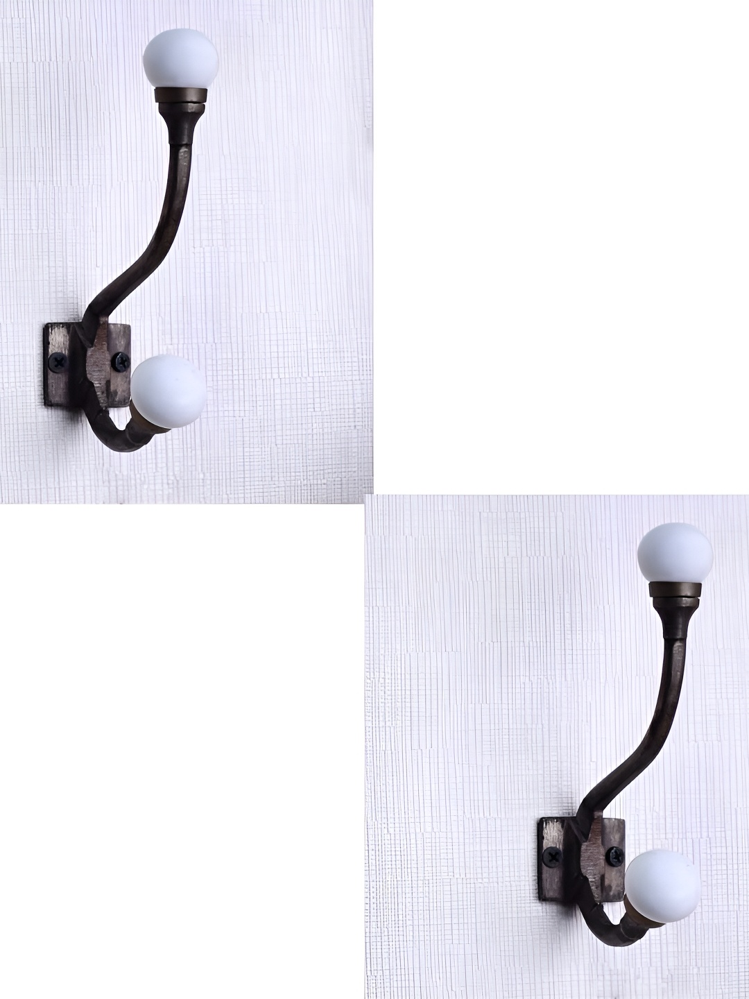 

IndianShelf Black & White 2 Pcs Iron Wall Hooks