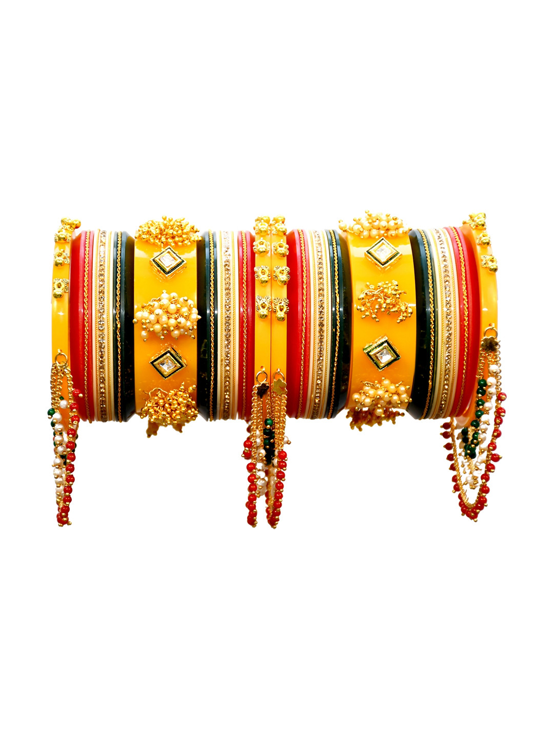 

Align Set Of 2 Gold-Plated Stones-Studded & Beaded Bangles