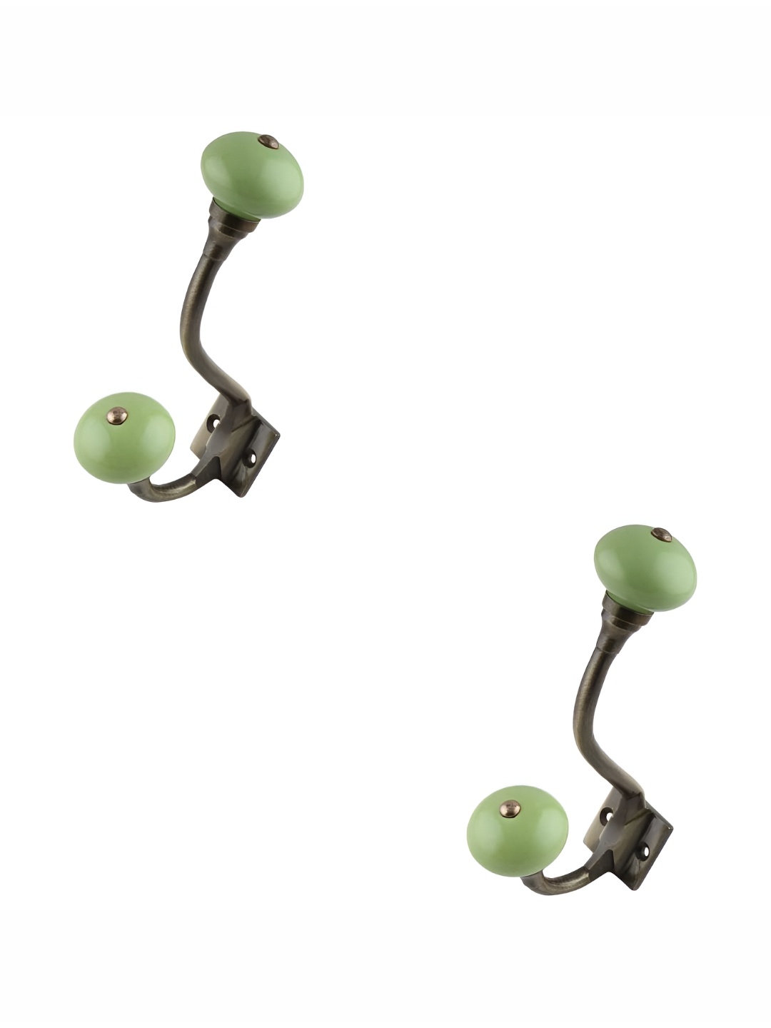 

IndianShelf Lime Green 2 Pieces Ceramic Wall Hooks