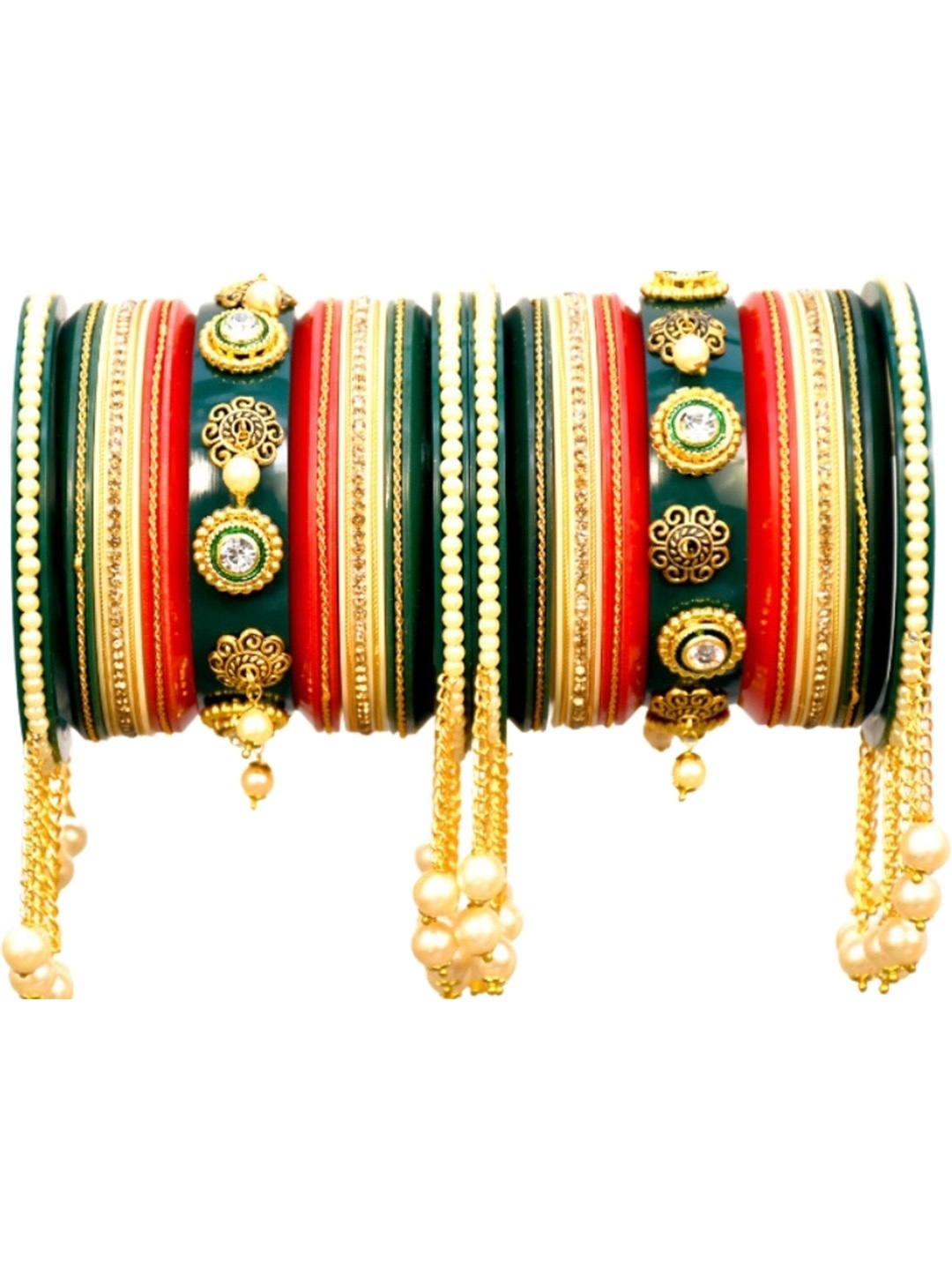 

Align Set Of 2 Gold-Plated Stones-Studded & Beaded Bangles