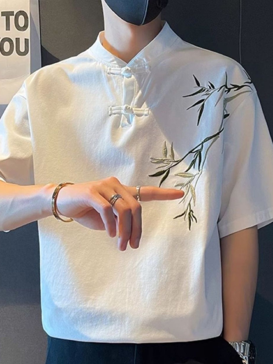 

HERE&NOW Men Original Tropical Printed Oversized Casual Shirt, White
