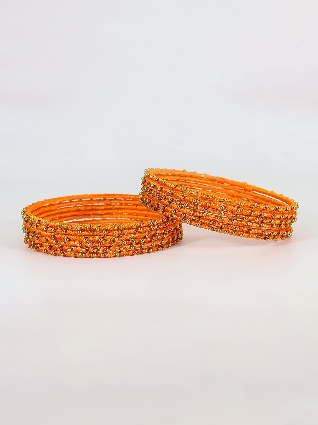 

ZULKA Set of 12 Artificial Stones and Beads Studded Bangles, Orange