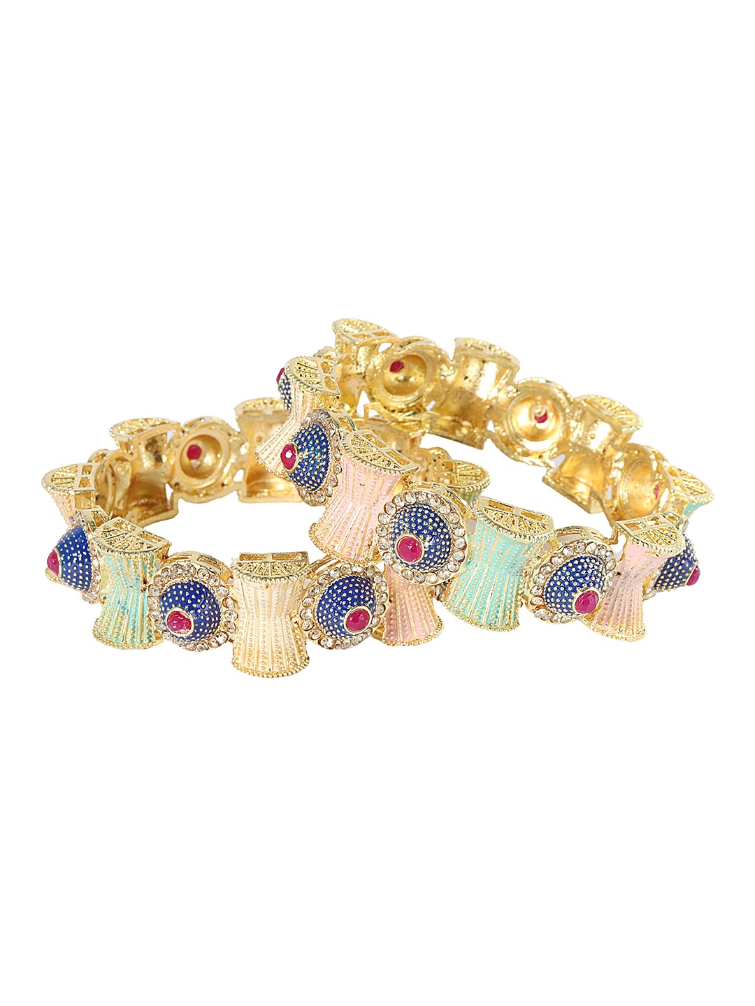 

ZULKA Set Of 2 Stone-Studded Bangles, Gold