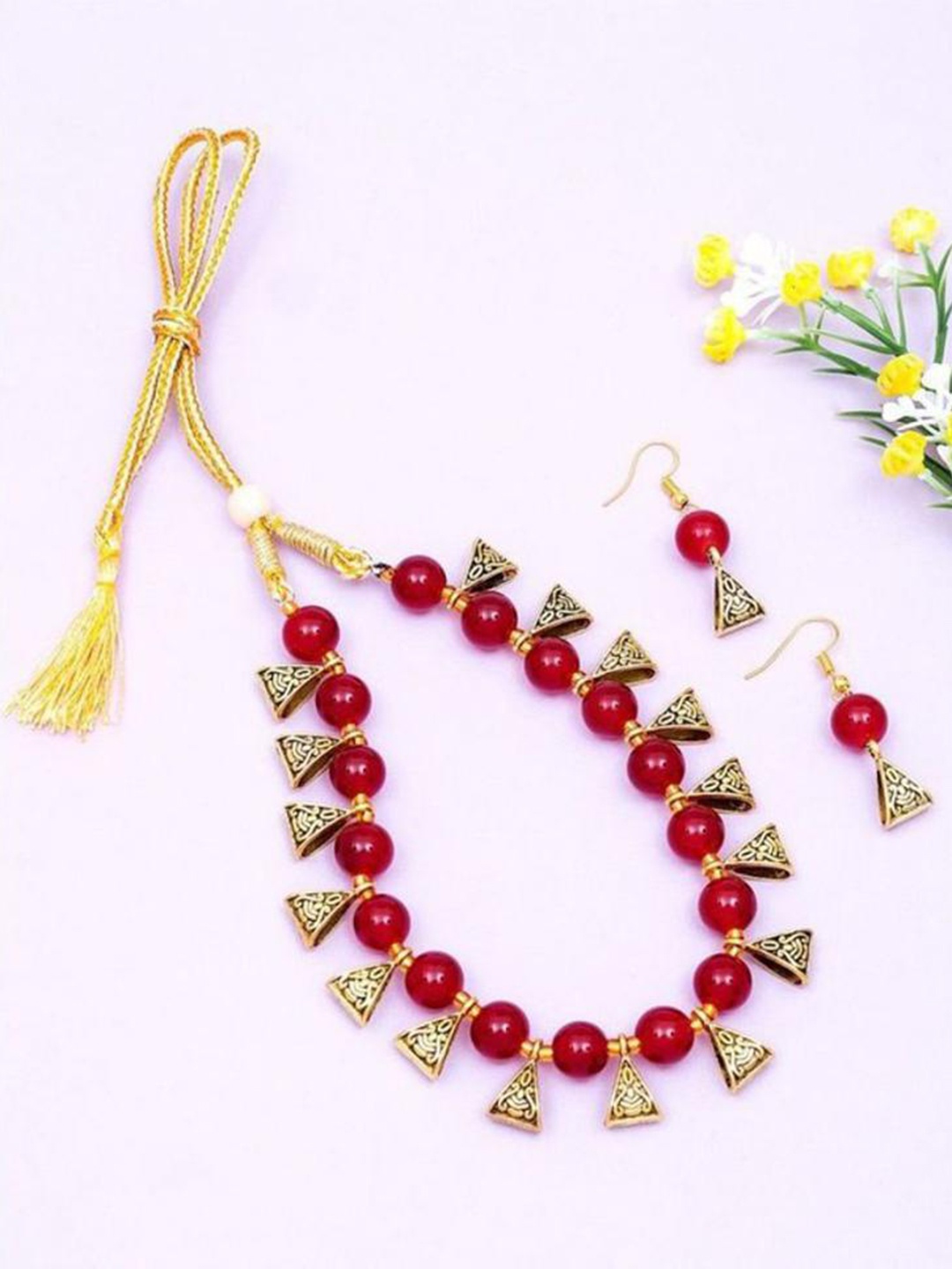 

SUNHARI Gold-Plated Beaded Jewellery Set