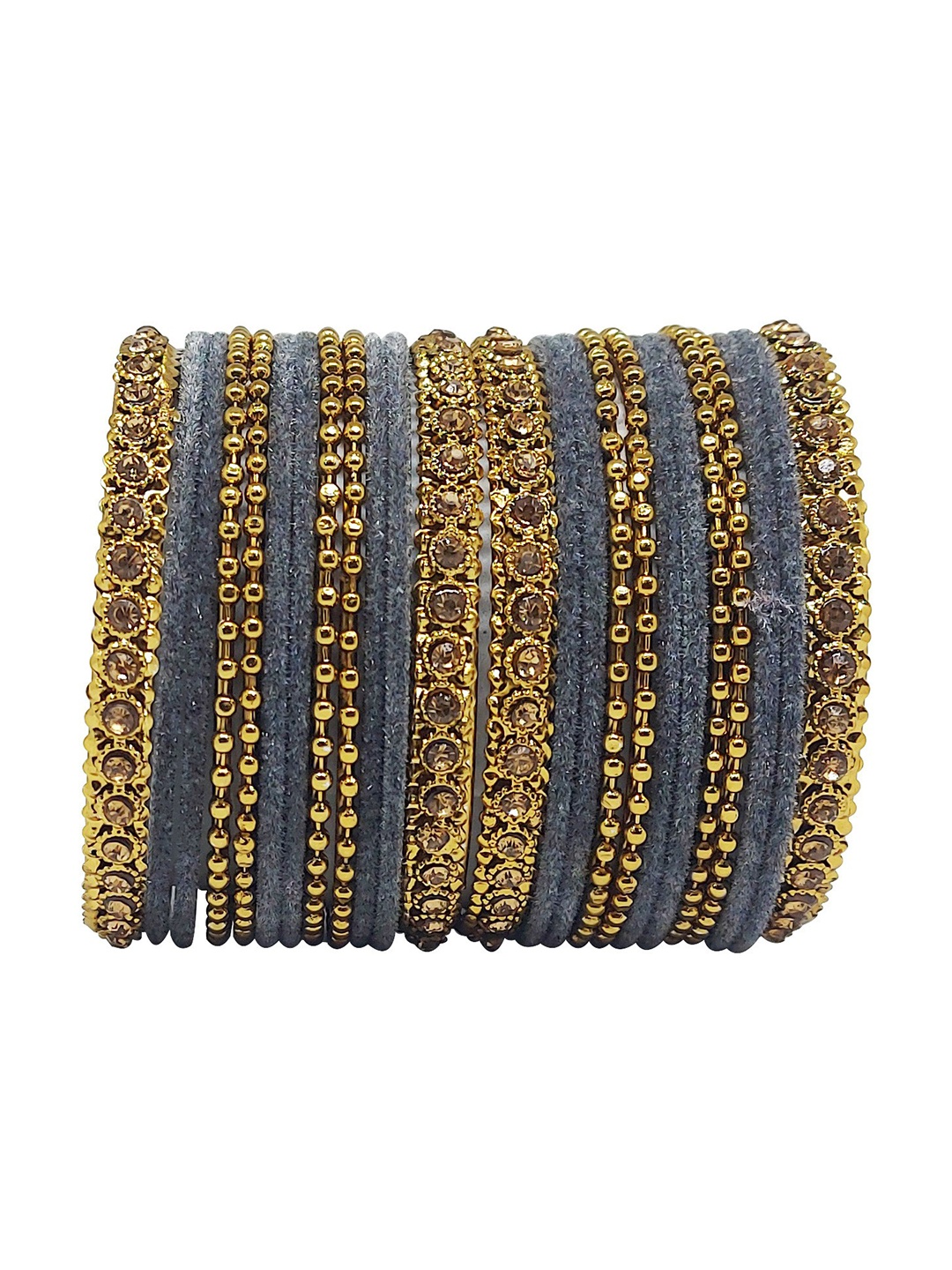 

CHRISHAN Set Of 24 Stone-Studded Bangles, Gold