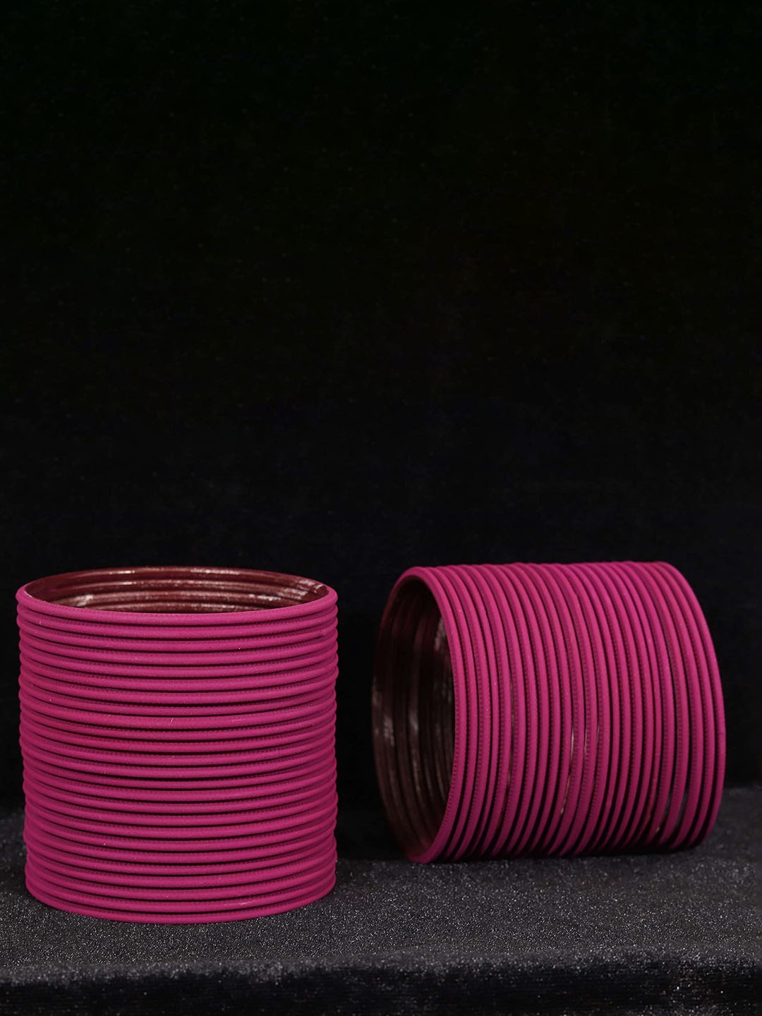 

ZULKA Set of 48 Matte Finish Plain Metal Bangles, Pink
