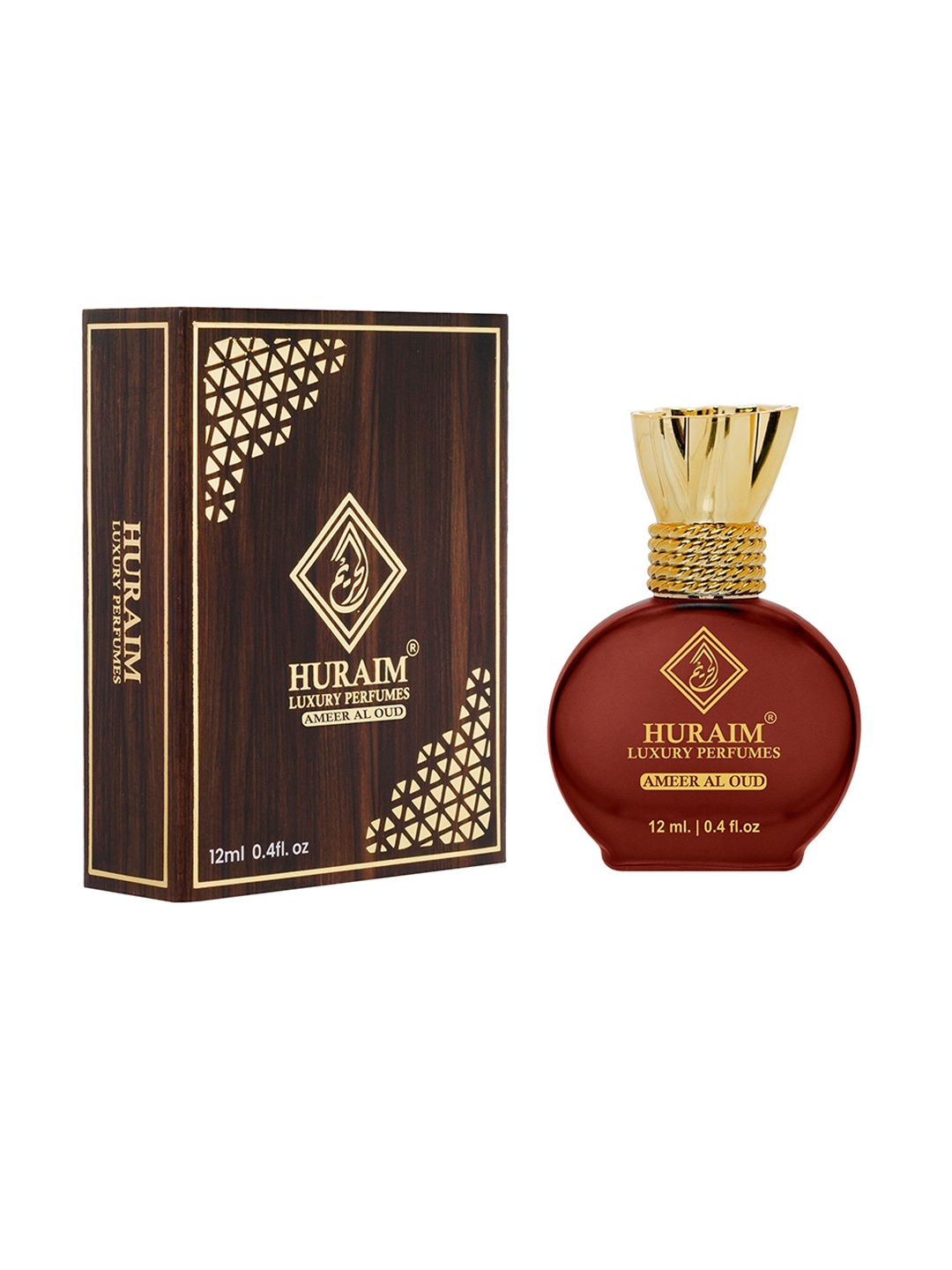 

HURAIM Ameer Al Oud 100% Natural & Pure Alcohol Free Attar - 12 ml, Brown