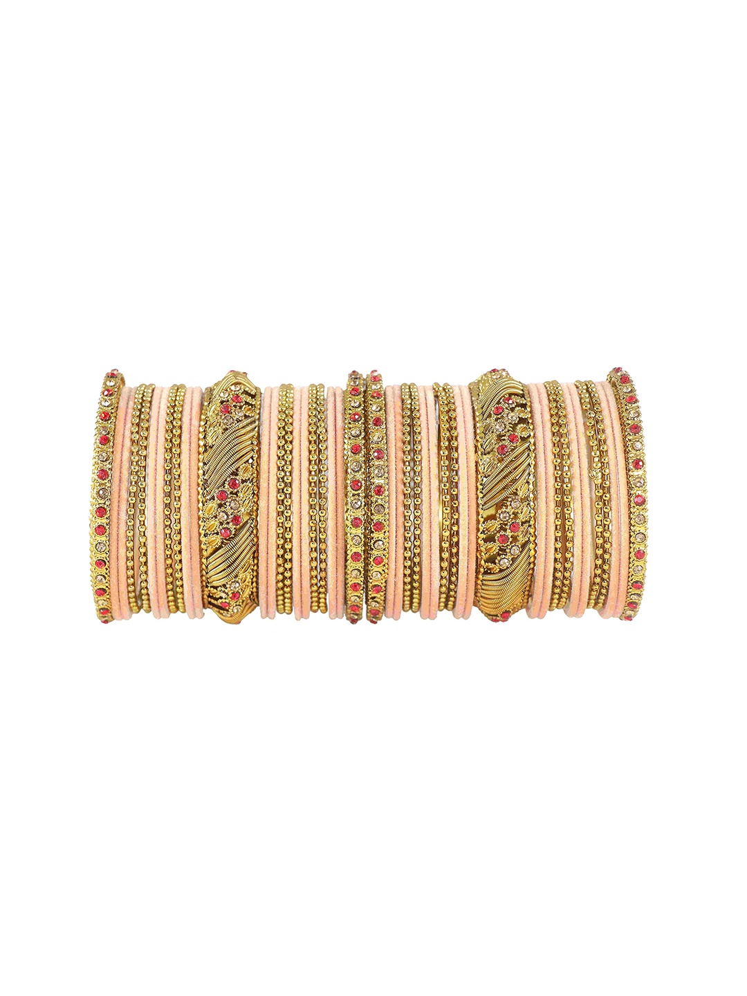 

ZULKA Set of 40 Glass with Zircon Gemstone and Beads Studded Bangles, Multi