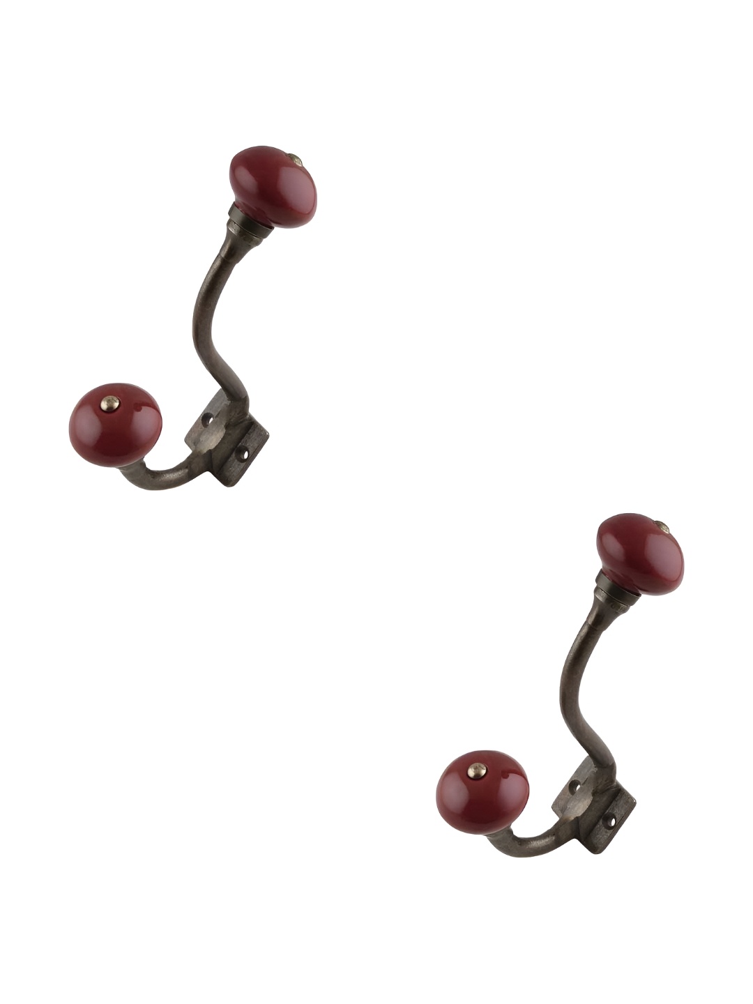 

IndianShelf Maroon & Brown 2 Pieces Ceramic Wall Hooks