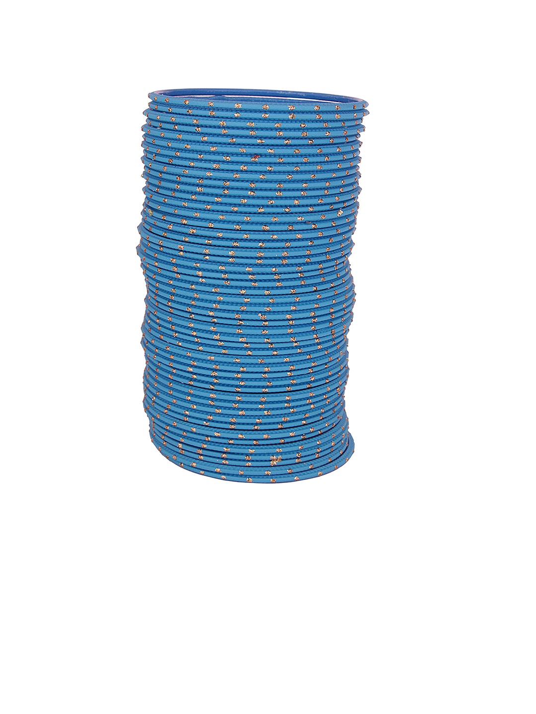 

ZULKA Set of 48 Traditional Plain Metal with Polka Dots Bangles, Blue