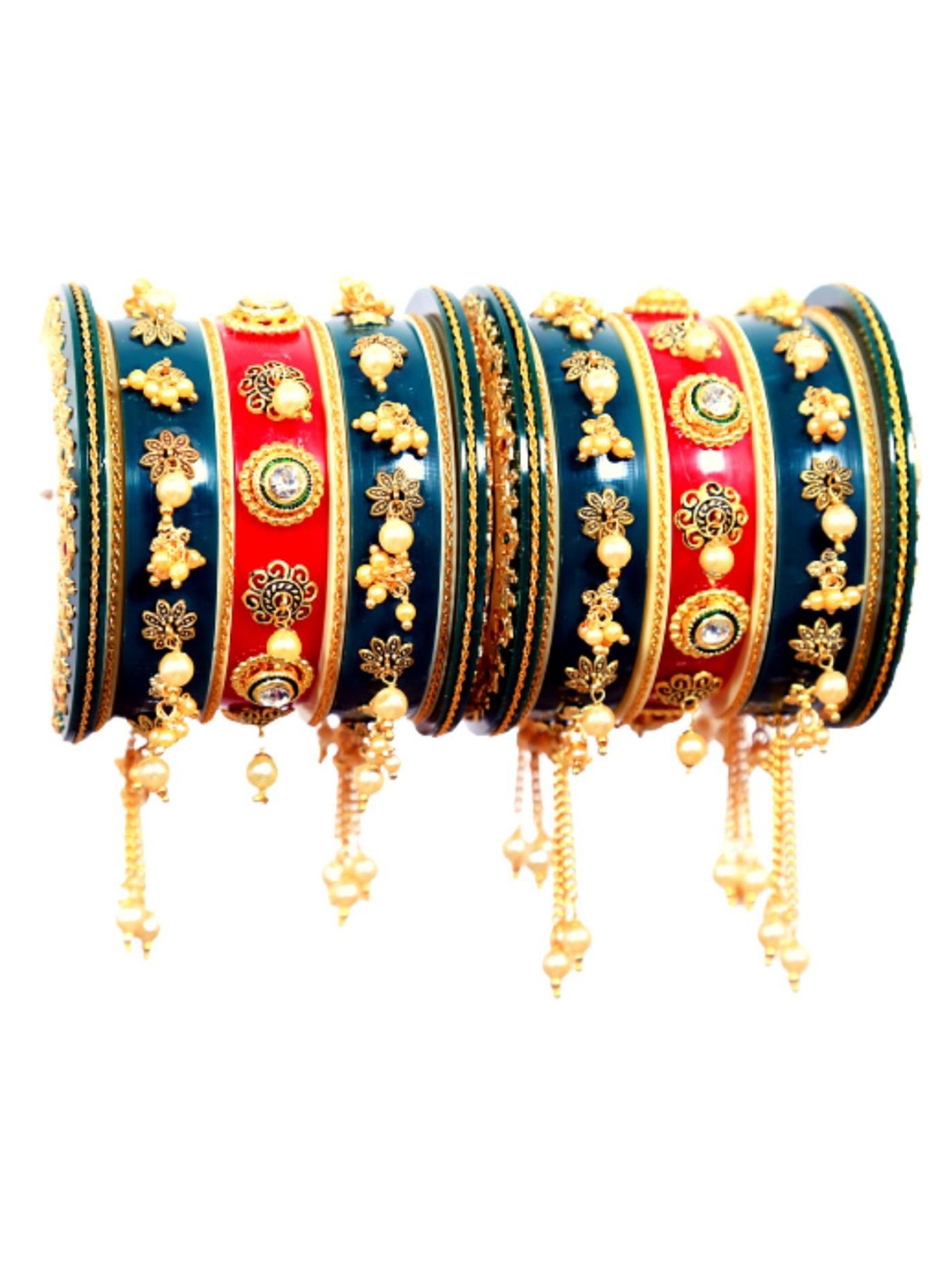 

Align Set Of 2 Gold-Plated Stones-Studded & Beaded Bangles