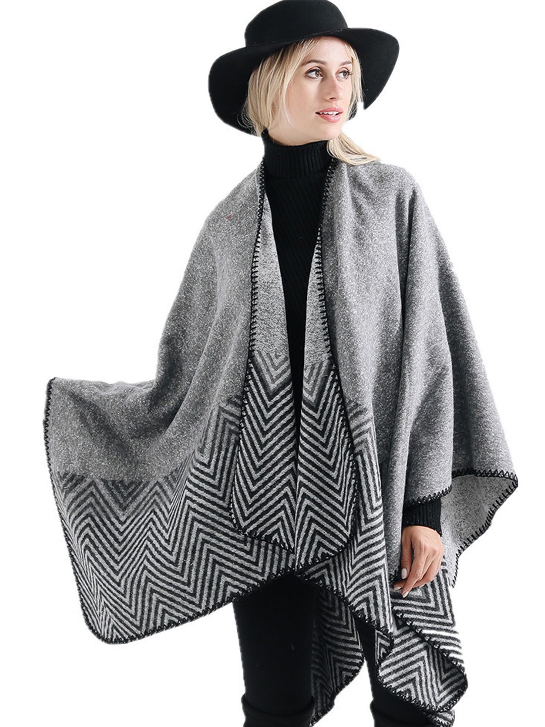 

LULU & SKY Printed Longline Shrug, Grey