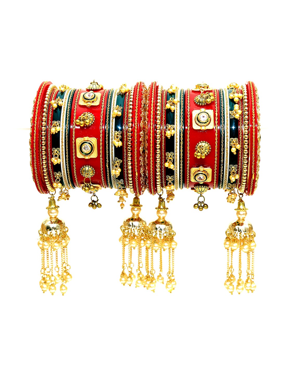 

Align Set Of 2 Gold-Plated Stones-Studded & Beaded Bangles