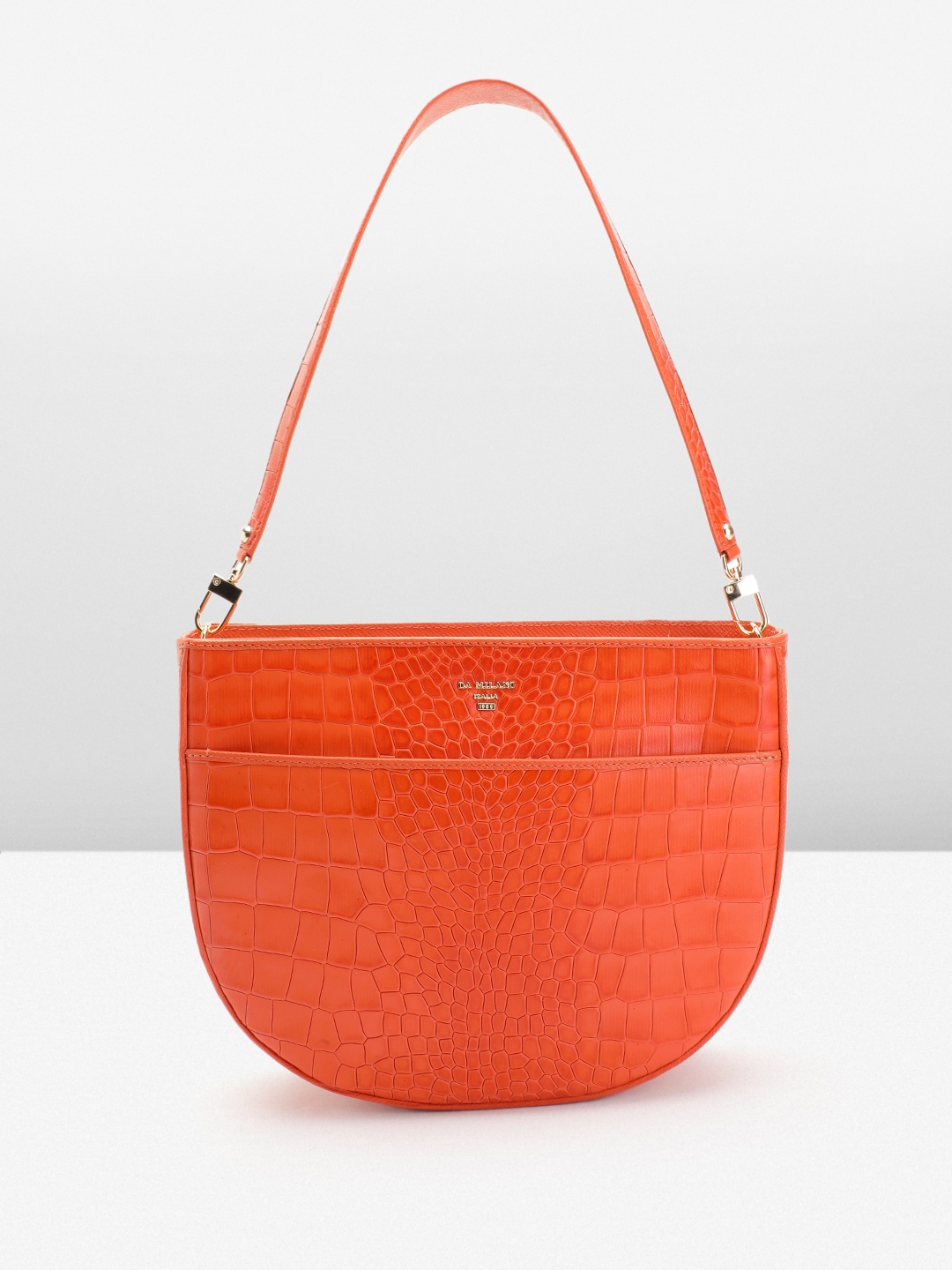 

Da Milano Textured Leather Half Moon Shoulder Bag, Orange