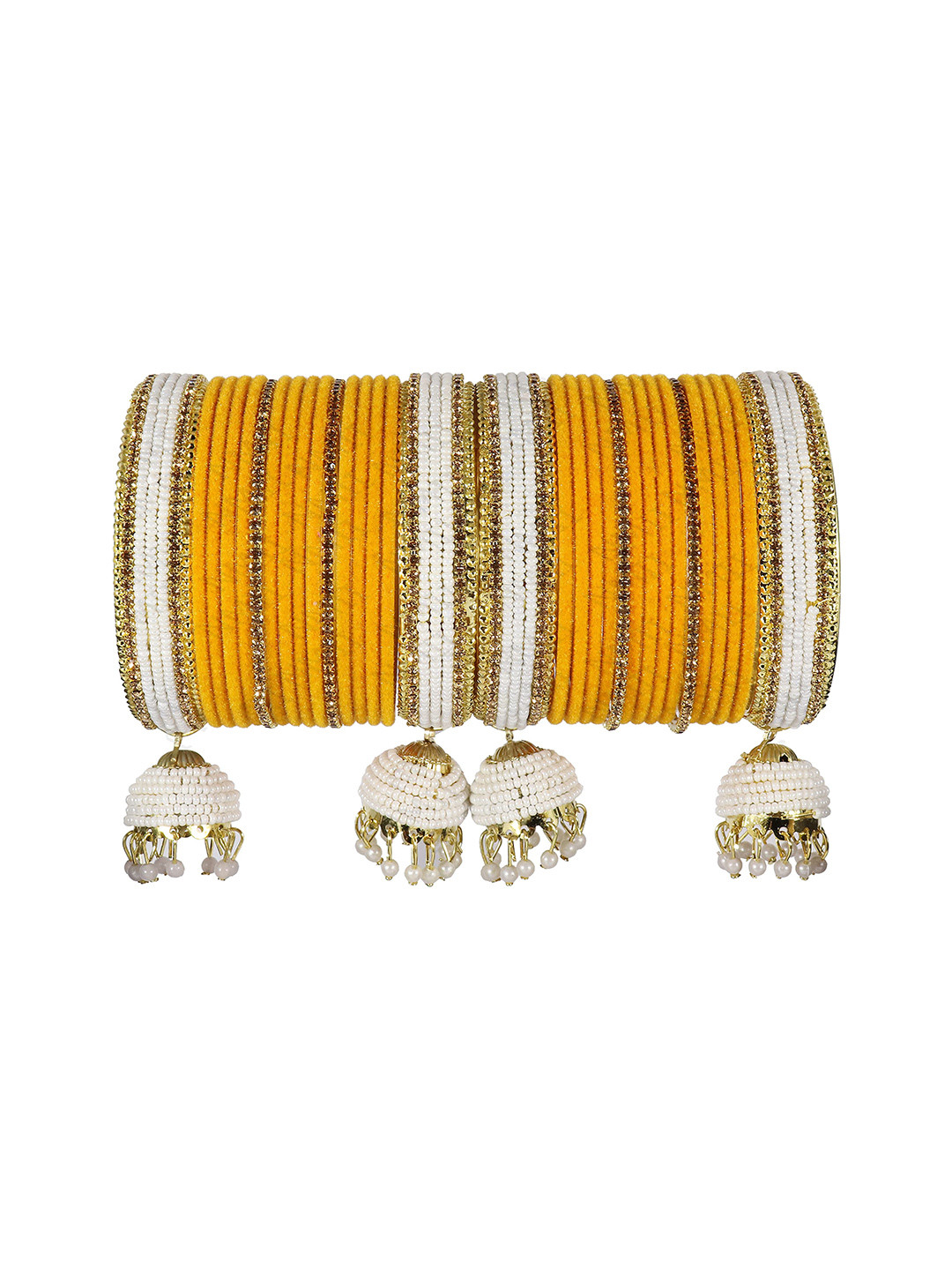 

ZULKA Set of 32 Acrylic with Oval Beads Or Zircon Gemstone Studded worked Short Bangle, Magenta