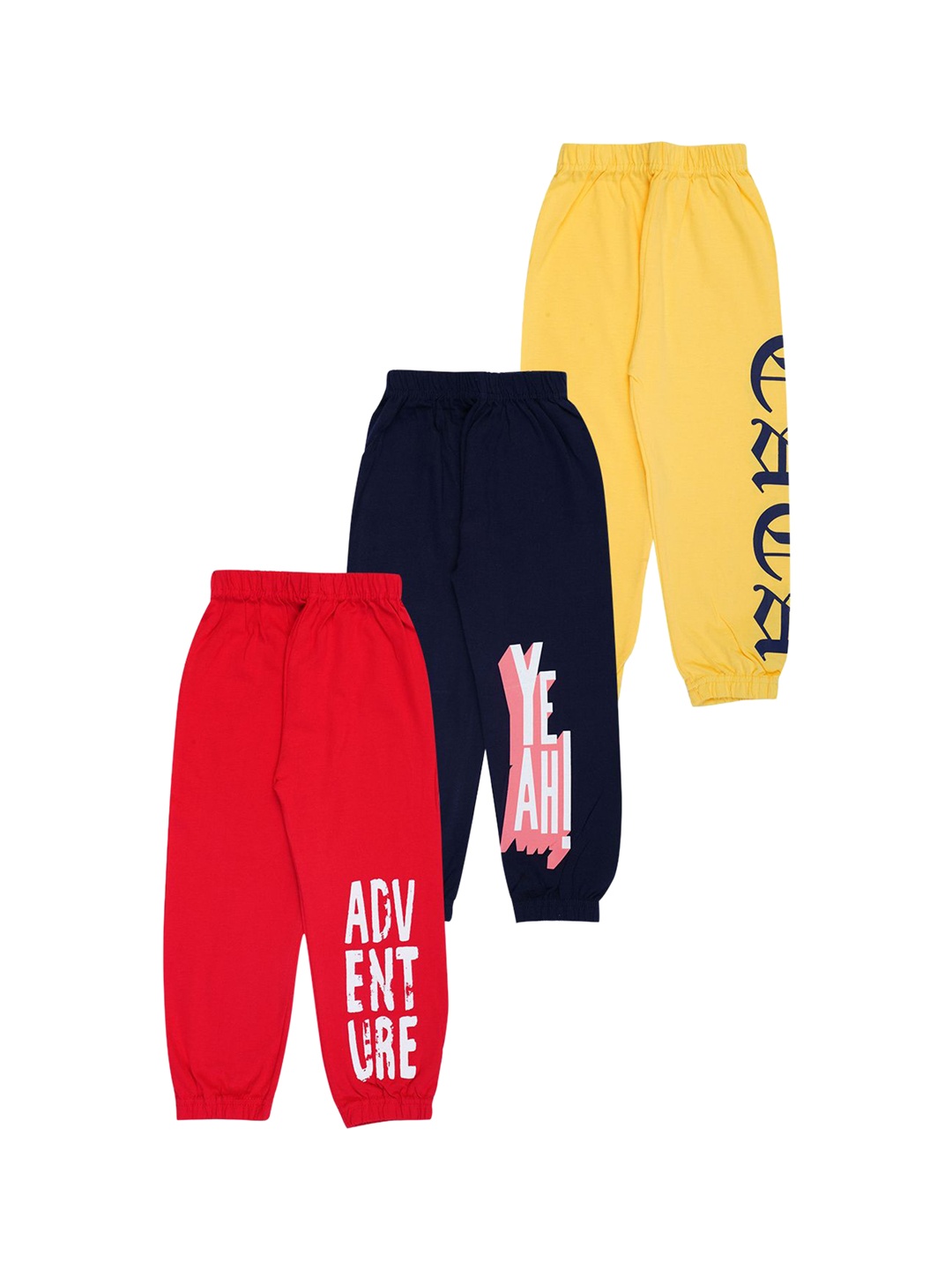 

FAZZA Boys Pack of 3 Mid Rise Cotton Joggers, Red