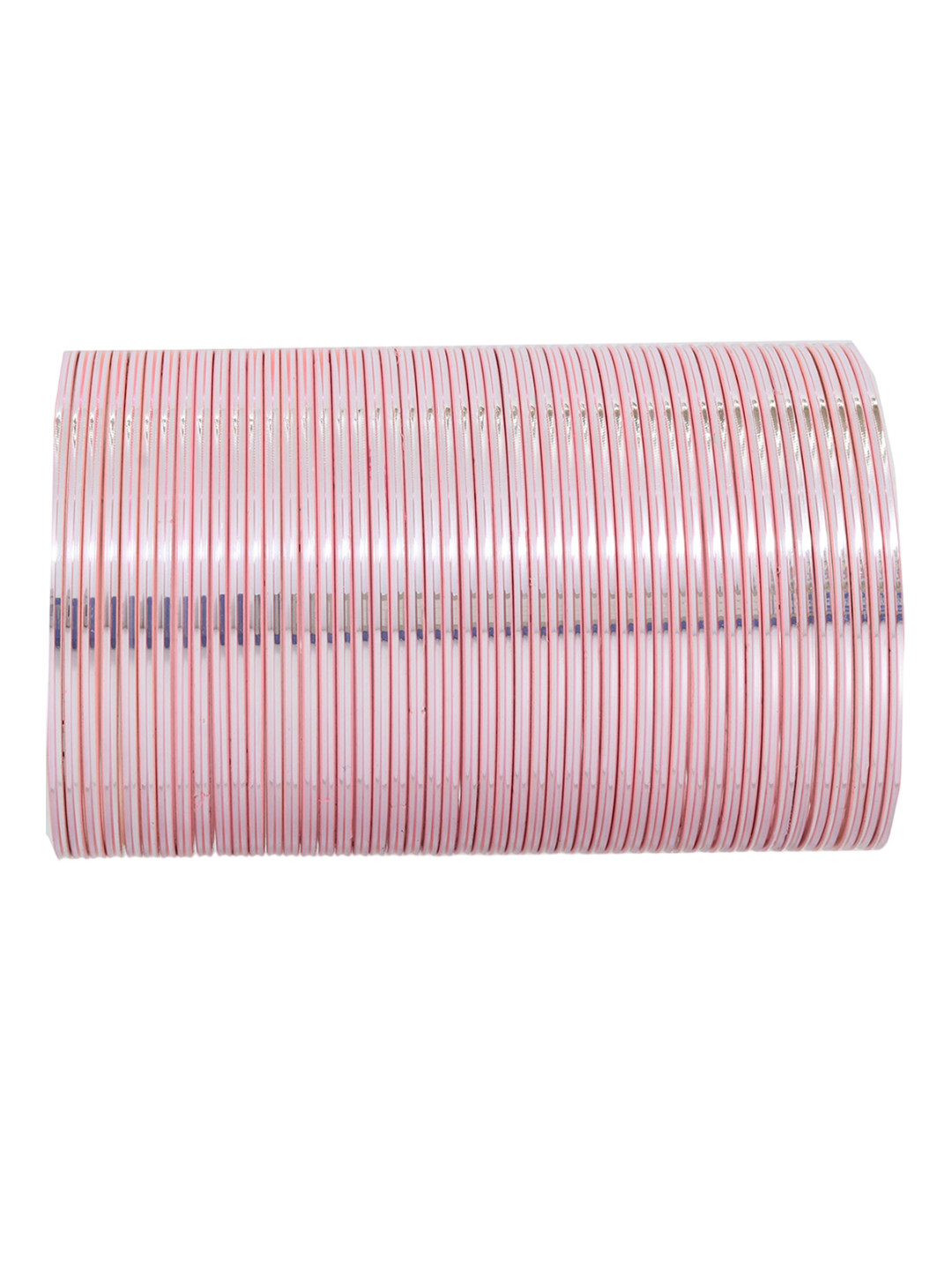 

ZULKA Set of 48 Glossy Finished Metal Bangles, Pink