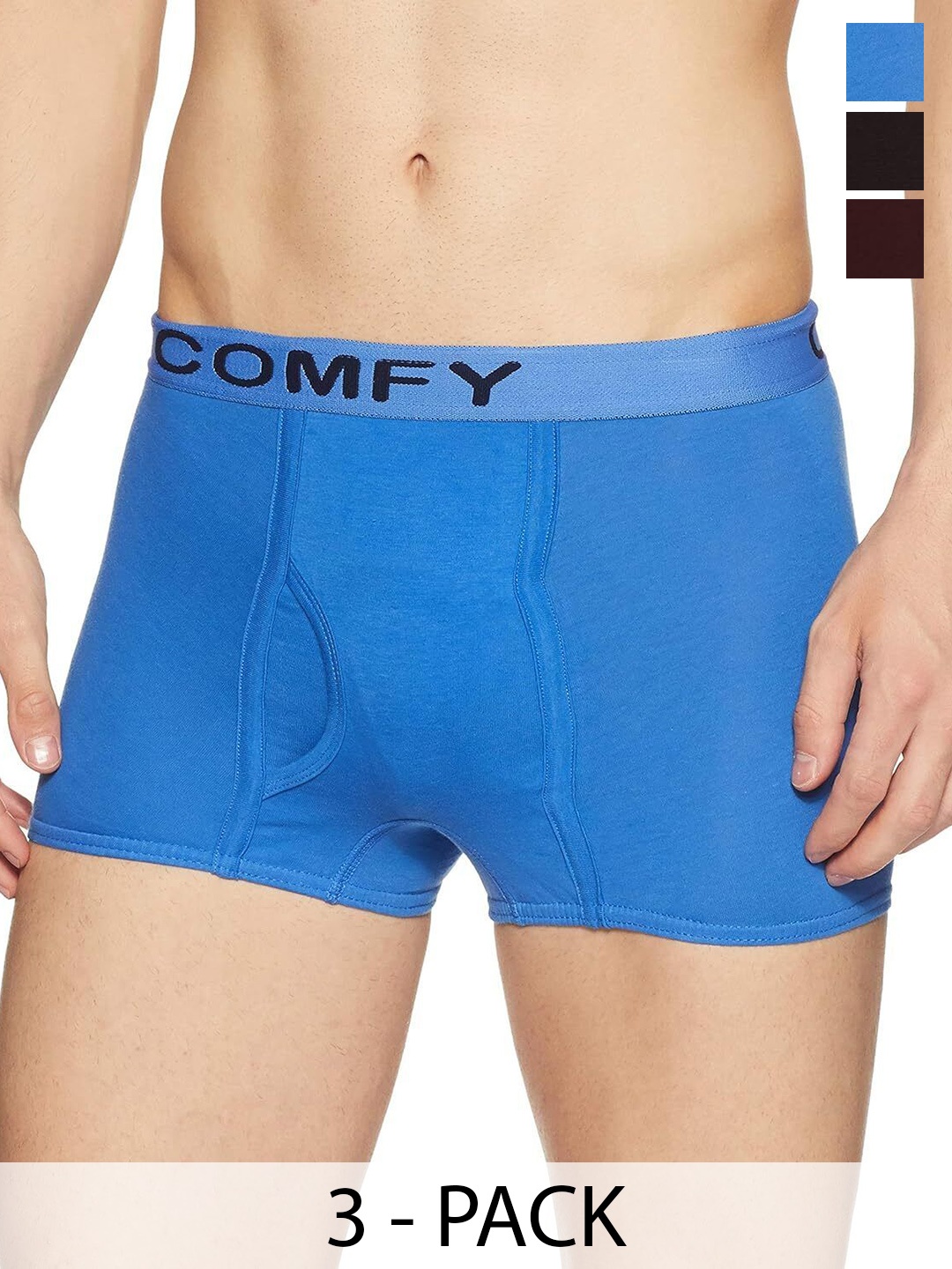 

AMUL COMFY Men Pack Of 3 Assorted Trunks - Comfy-Plain-Mini-Trunk-OE-2-80, Blue