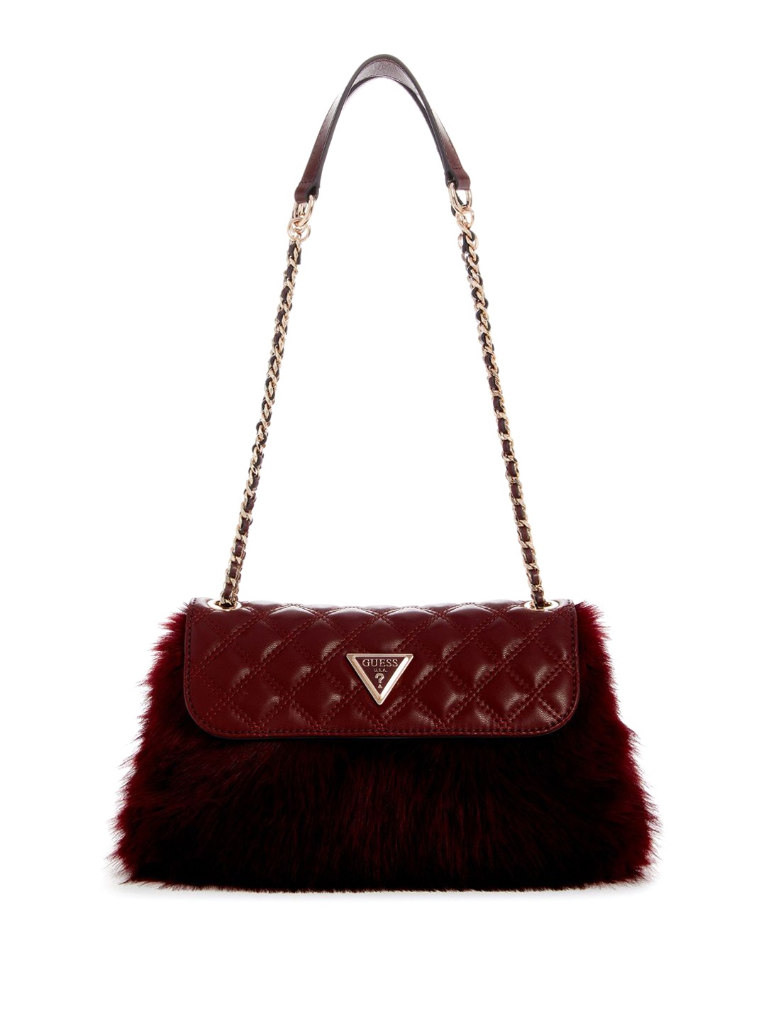 

GUESS Women Self Design Textured Quilted Shoulder Bag, Maroon