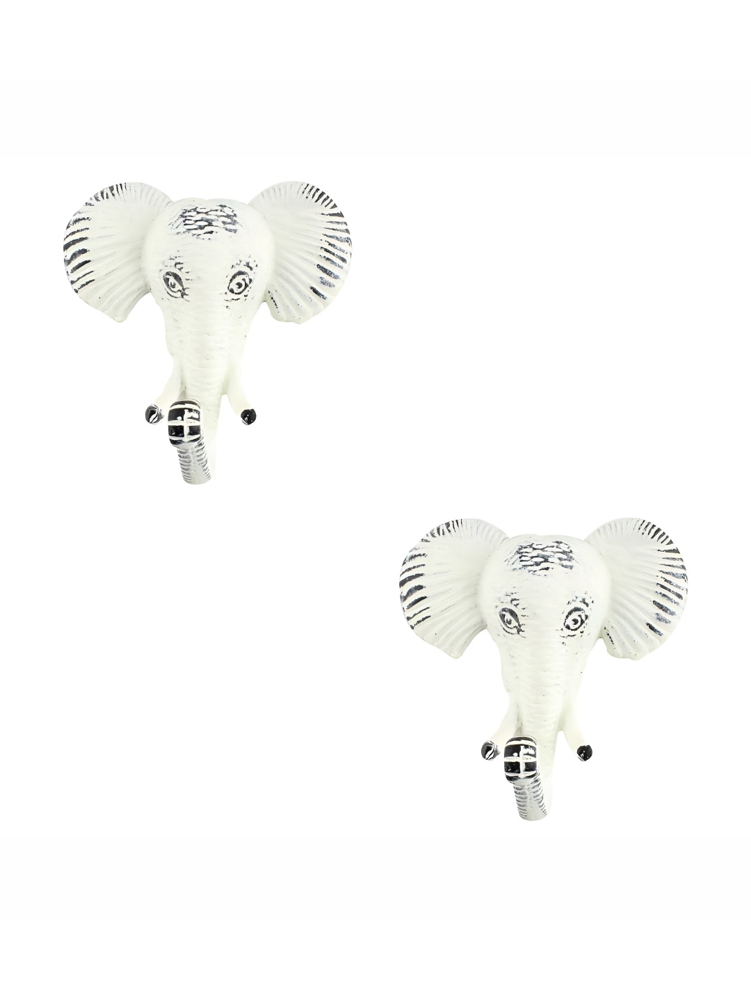

IndianShelf Cream & Black 2 Pieces Elephant Iron Wall Hooks