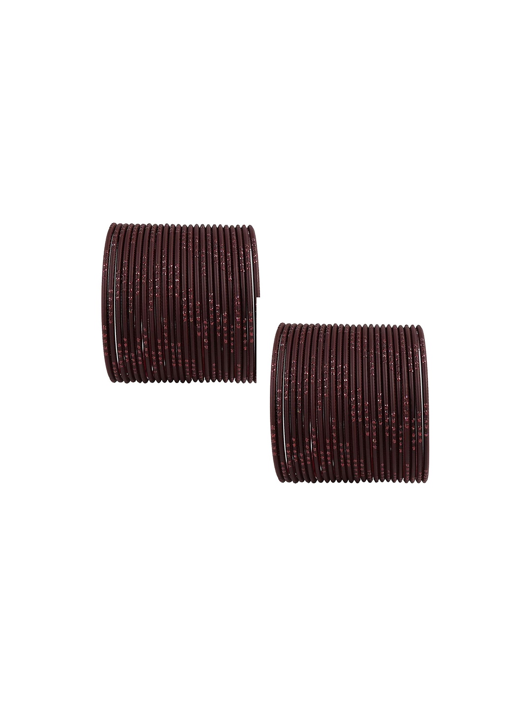 

ZULKA Set of 48 Metal with Glitter Polka Dots & Cutting Design Stylish Bangles, Maroon