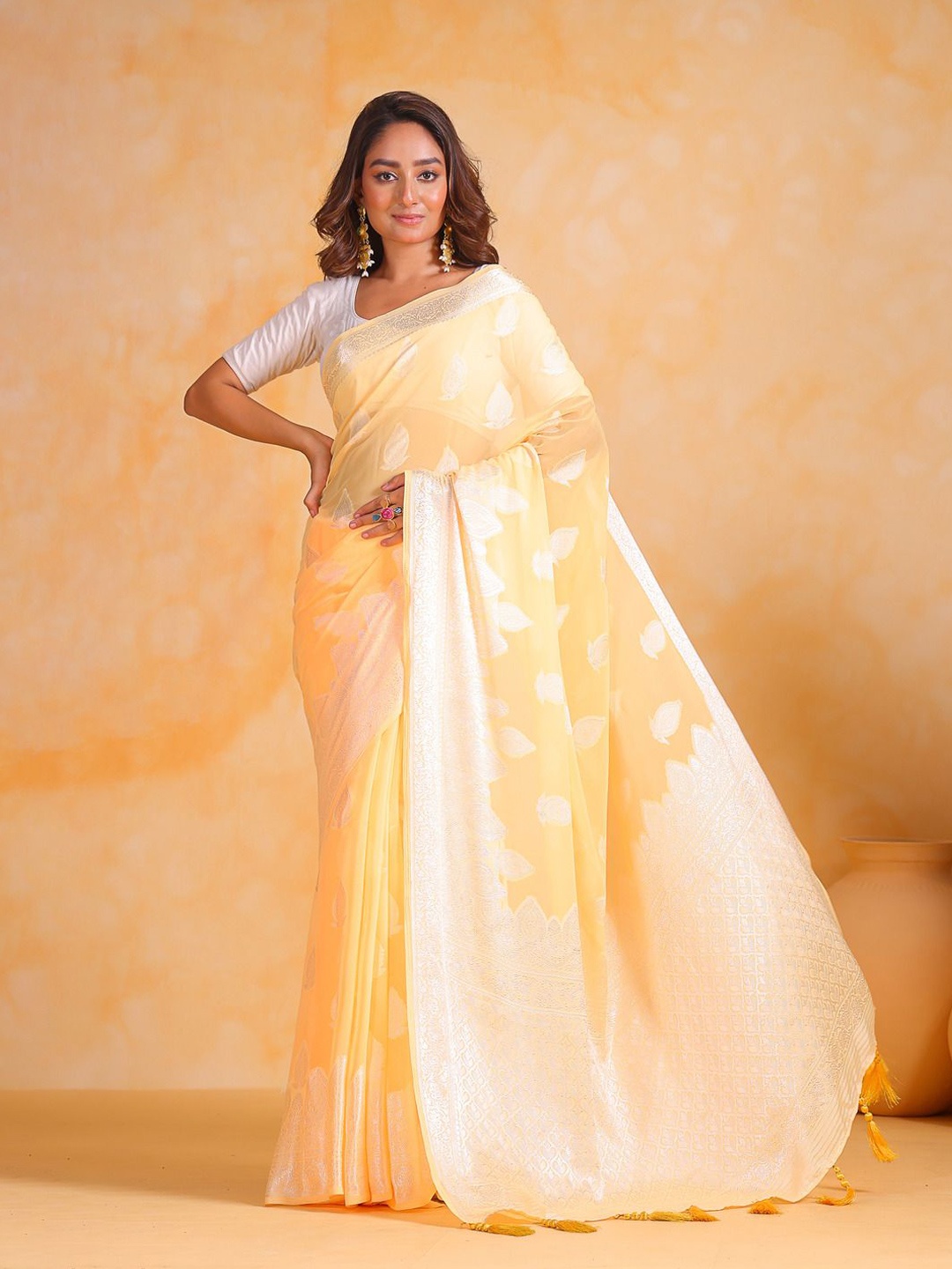 

Anouk Woven Design Pure Georgette Saree, Yellow